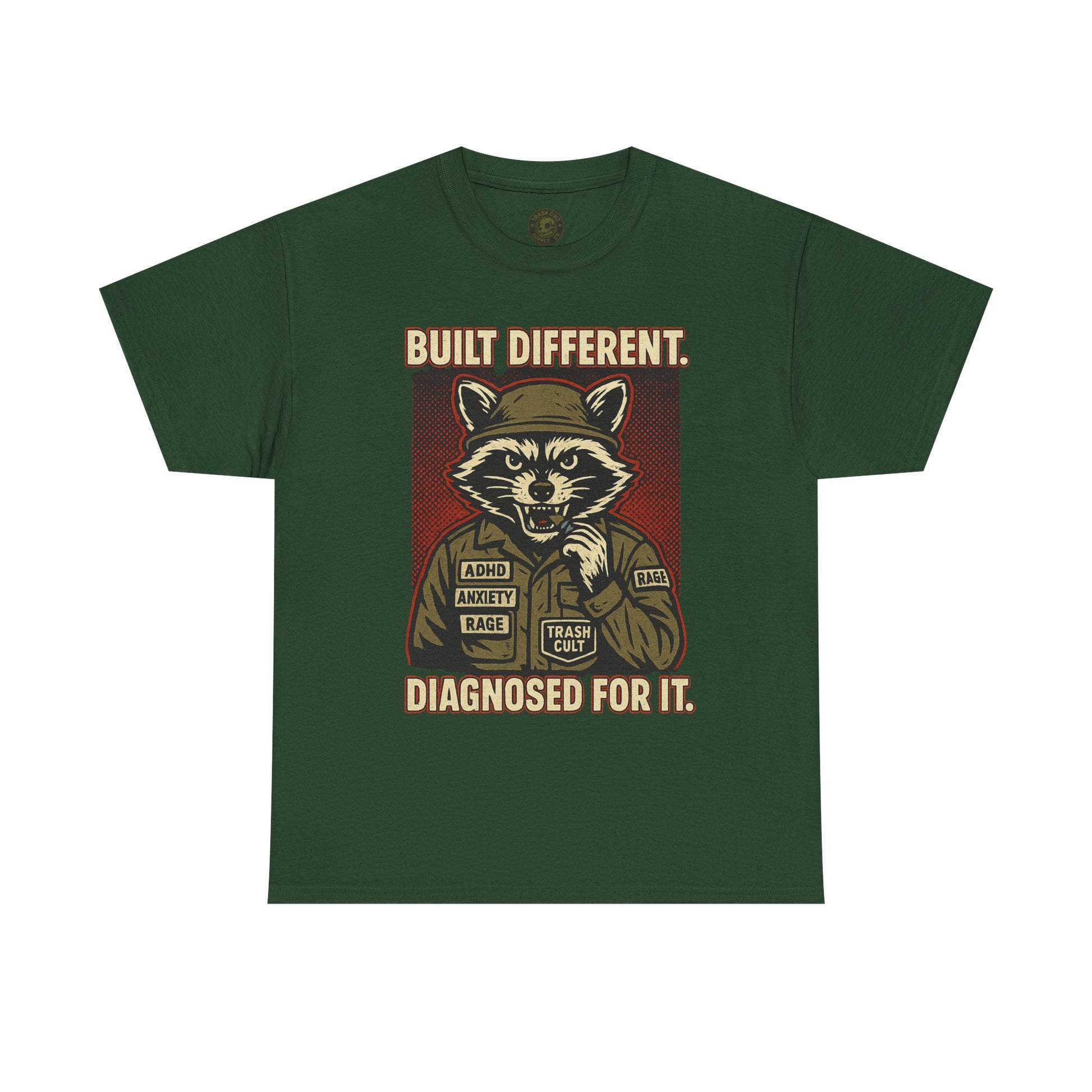 Built Different Diagnosed For It Military Raccoon Shirt – Gildan 5000