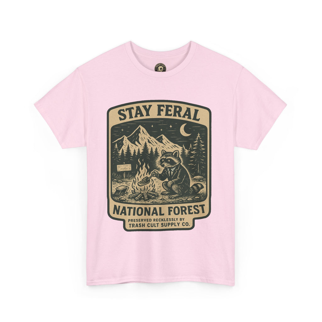 Stay Feral National Forest Shirt – Vintage Raccoon Camping Tee – Trash Cult Supply Co – Gildan 5000