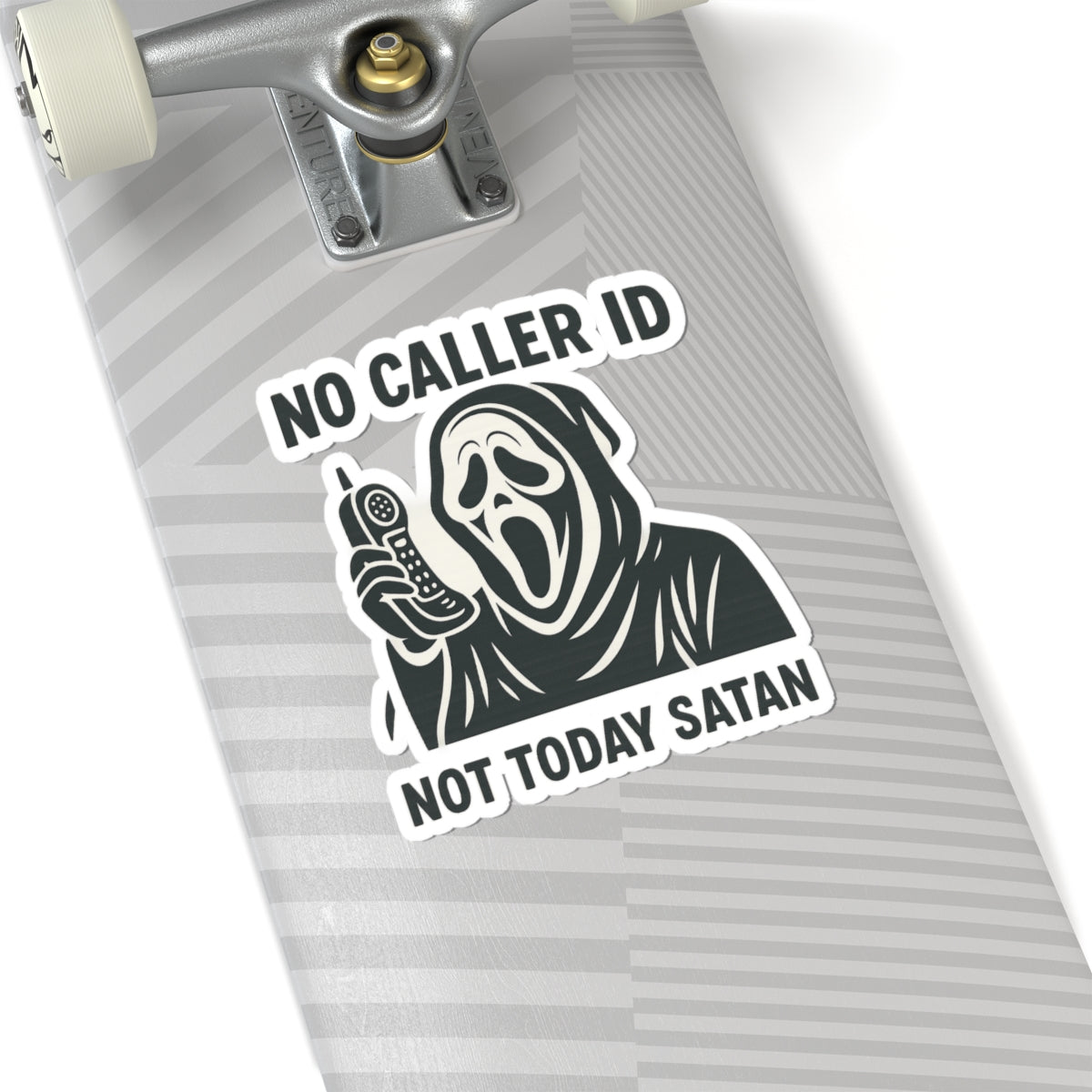 No Caller ID Ghostface Sticker – Not Today Satan – Funny Horror Kiss Cut Sticker