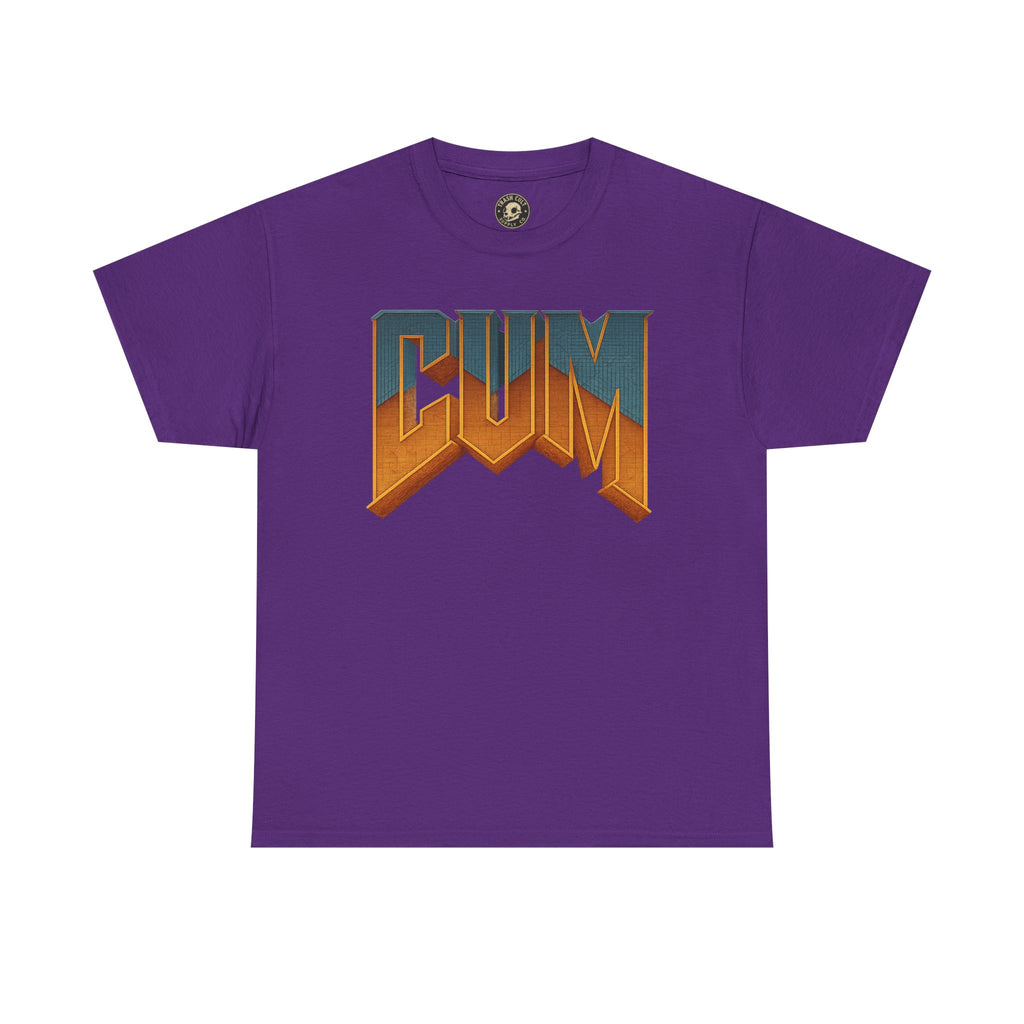 CUM Parody Metal Logo Shirt – Doom-Inspired Retro Gamer Tee on Gildan 5000