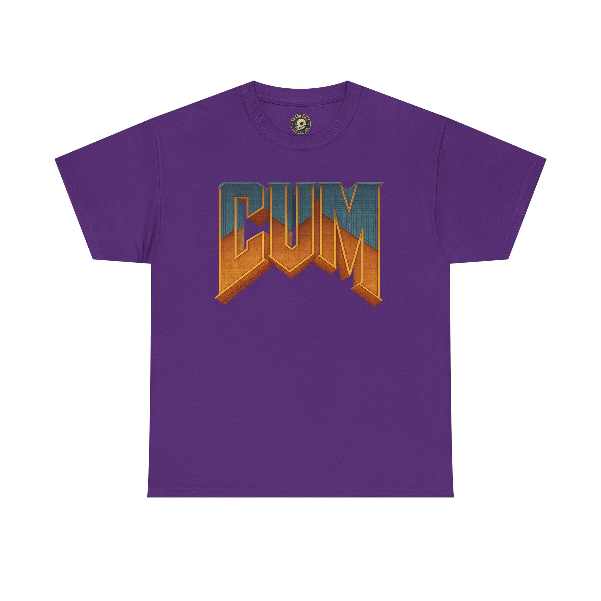 CUM Parody Metal Logo Shirt – Doom-Inspired Retro Gamer Tee on Gildan 5000