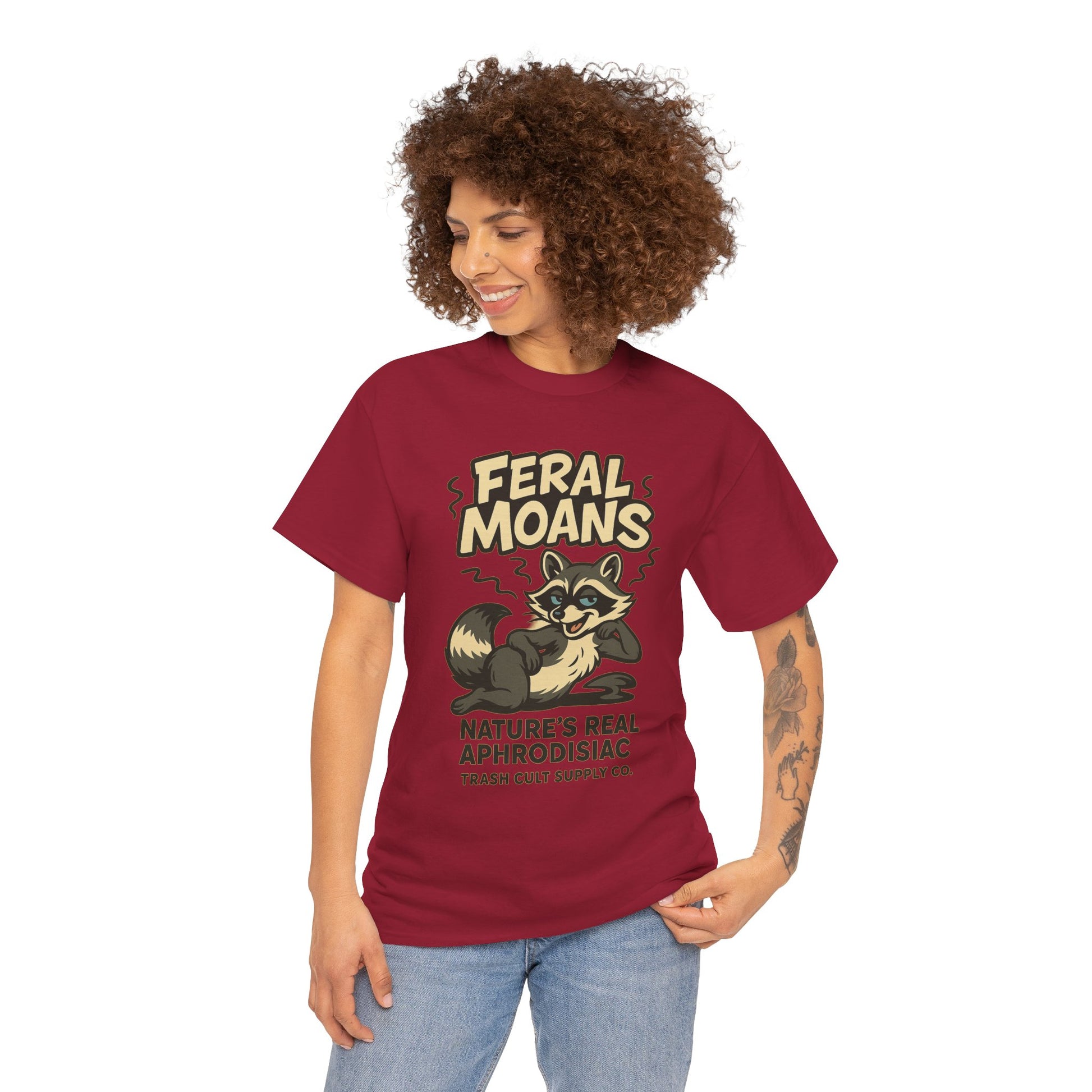 Feral Moans Unisex Heavy Cotton Tee, Funny Graphic Tee, Animal Lover Shirt, Casual Wear, Gift for Nature Enthusiasts