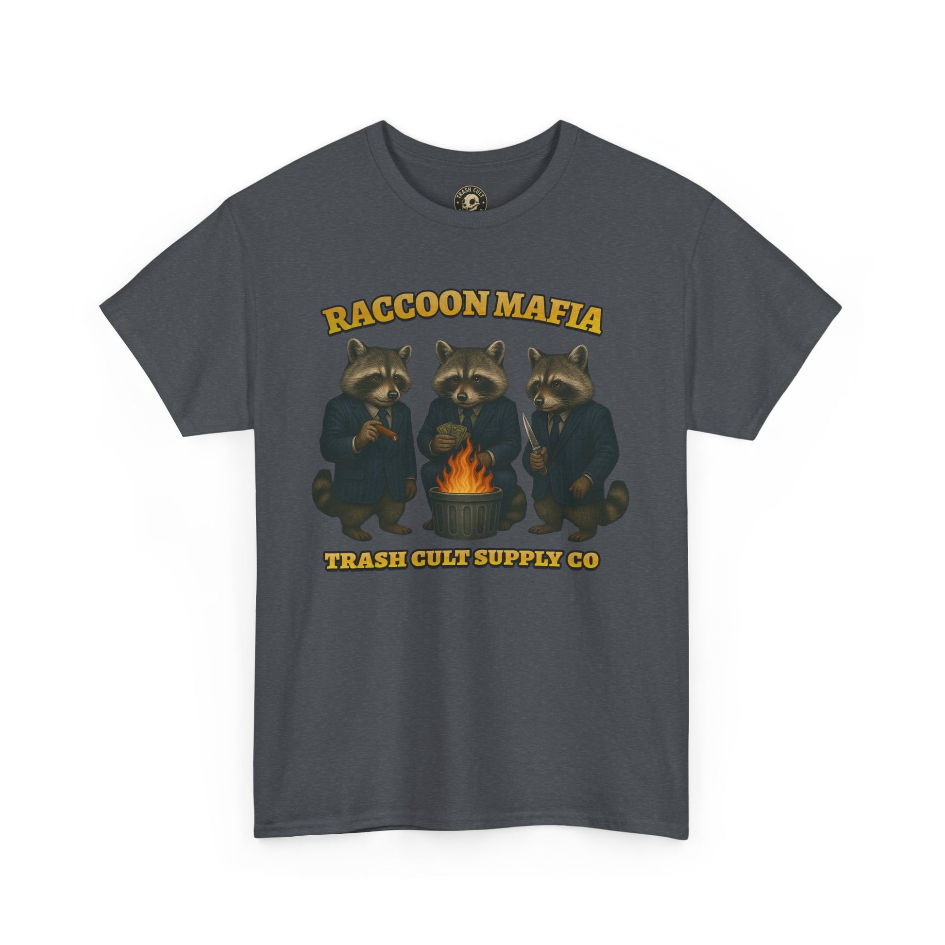 Raccoon Mafia T-Shirt – Realistic Gangster Raccoons in Suits | Trash Cult Supply Co | Gildan 5000