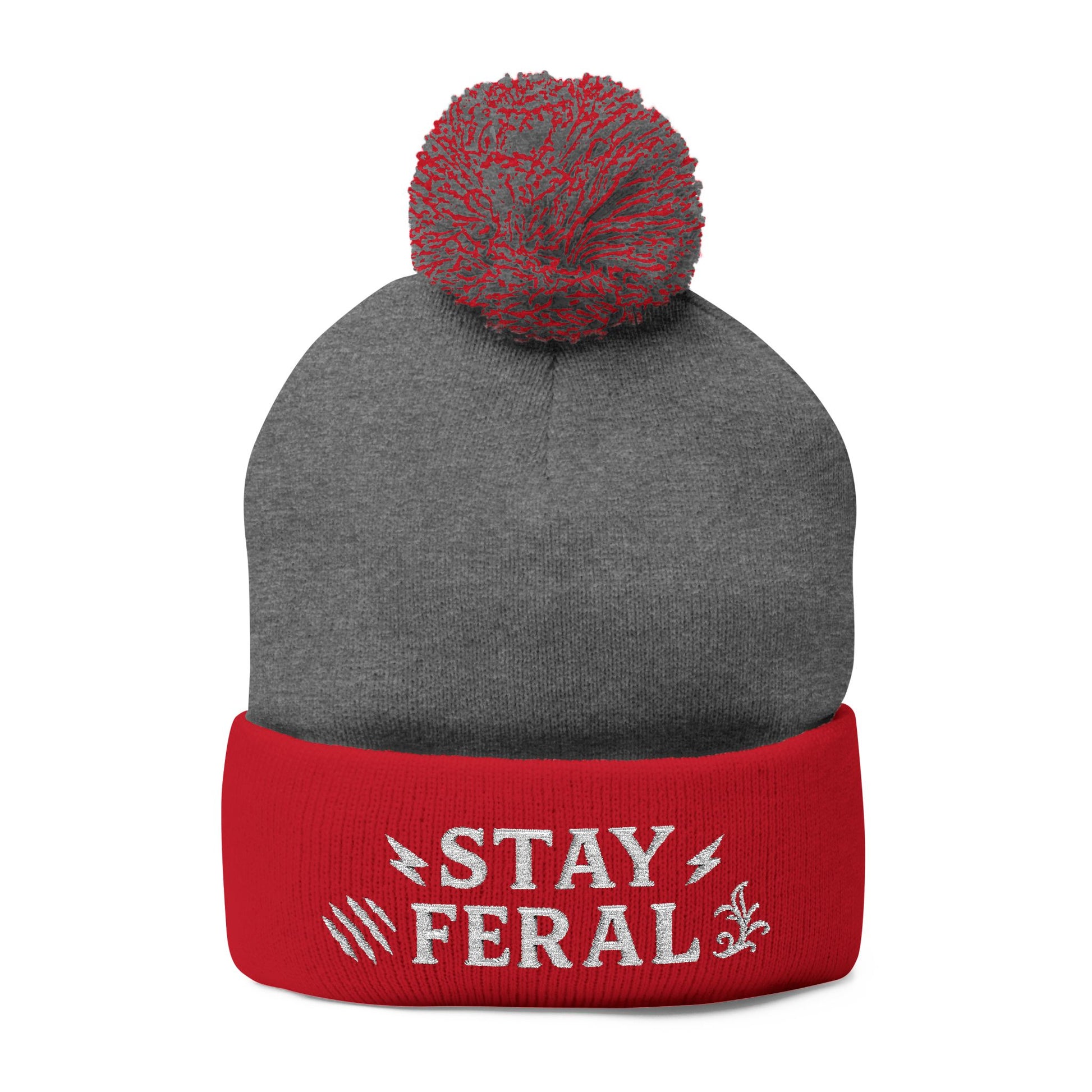 Stay Feral Pom-Pom Knit Cap, Cozy Winter Beanie, Embroidered Hats for Adventurers, Gift for Outdoorsy Friends, Stylish Cold Weather [...]