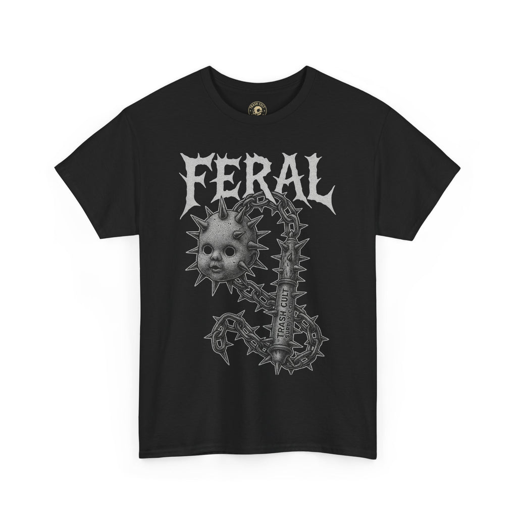 FERAL Spiked Doll Flail Tee – Halftone Gothic Weapon Shirt | Trash Cult Supply Co. | Gildan 5000