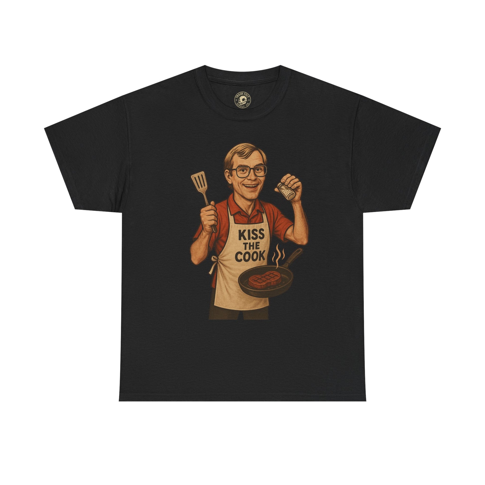 Kiss the Cook Dark Humor Chef Shirt – Creepy Retro Kitchen Parody