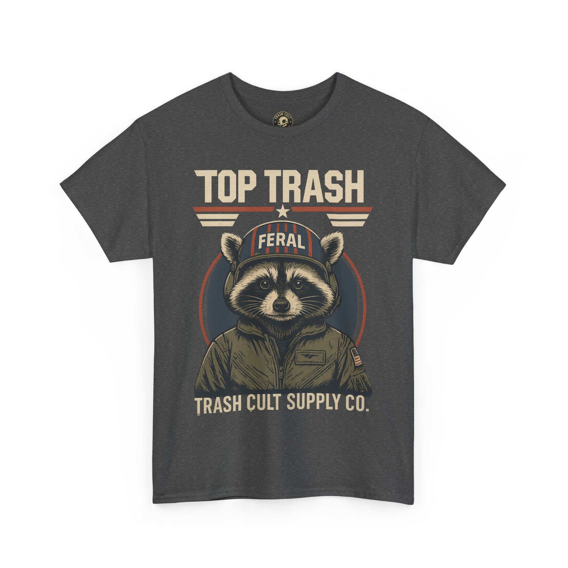 Feral Top Trash Raccoon Pilot Shirt – Trash Cult Supply Co. Parody Tee