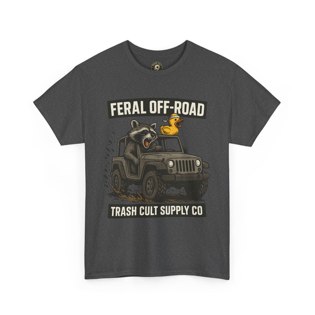 Feral Off-Road Raccoon Jeep Shirt – Mud Slinging Chaos | Trash Cult Supply Co | Gildan 5000 Tee