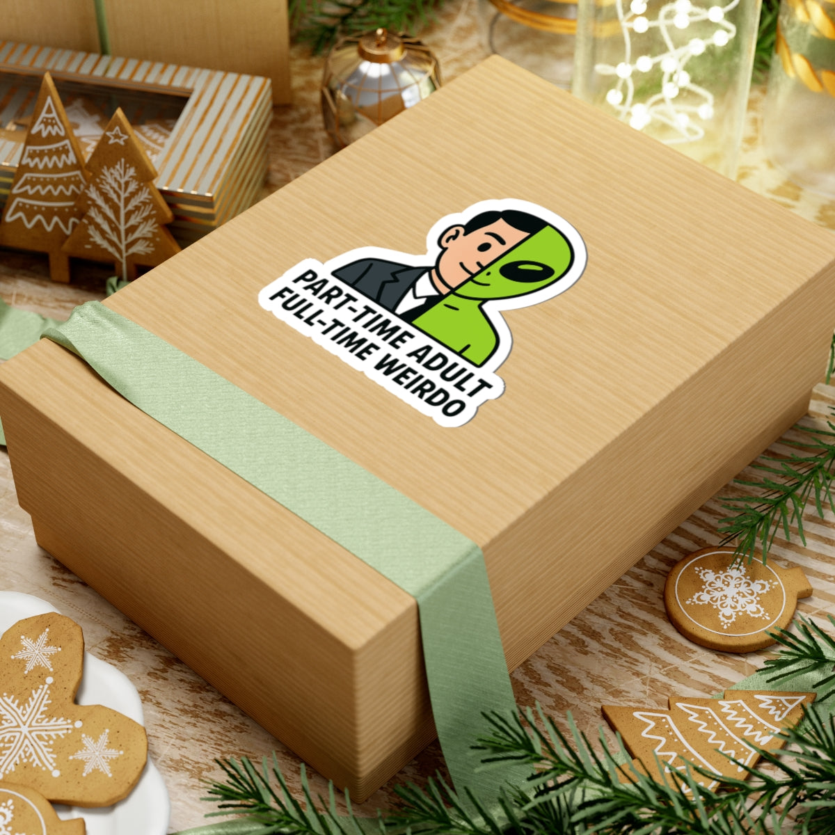 Quirky Adult Alien Kiss-Cut Stickers - Fun Laptop Decal, Party Favors, Unique Gift for Weirdos, Humor Sticker for All Occasions