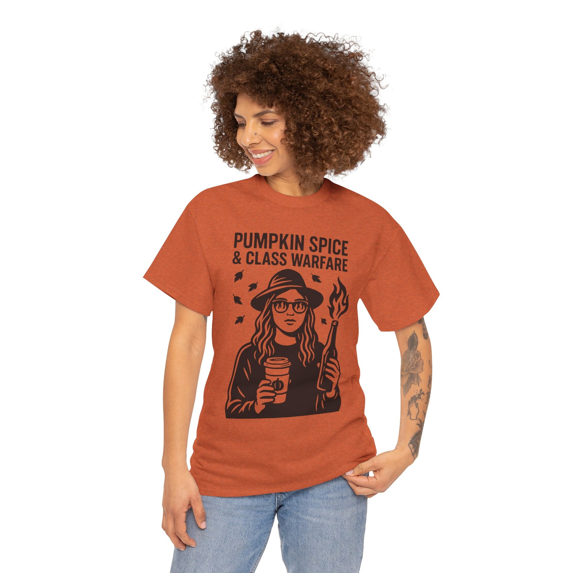 Pumpkin Spice & Class Warfare Shirt – Fall Riot Girl Graphic Tee – Fall of Humanity Collection – Trash Cult Supply Co.