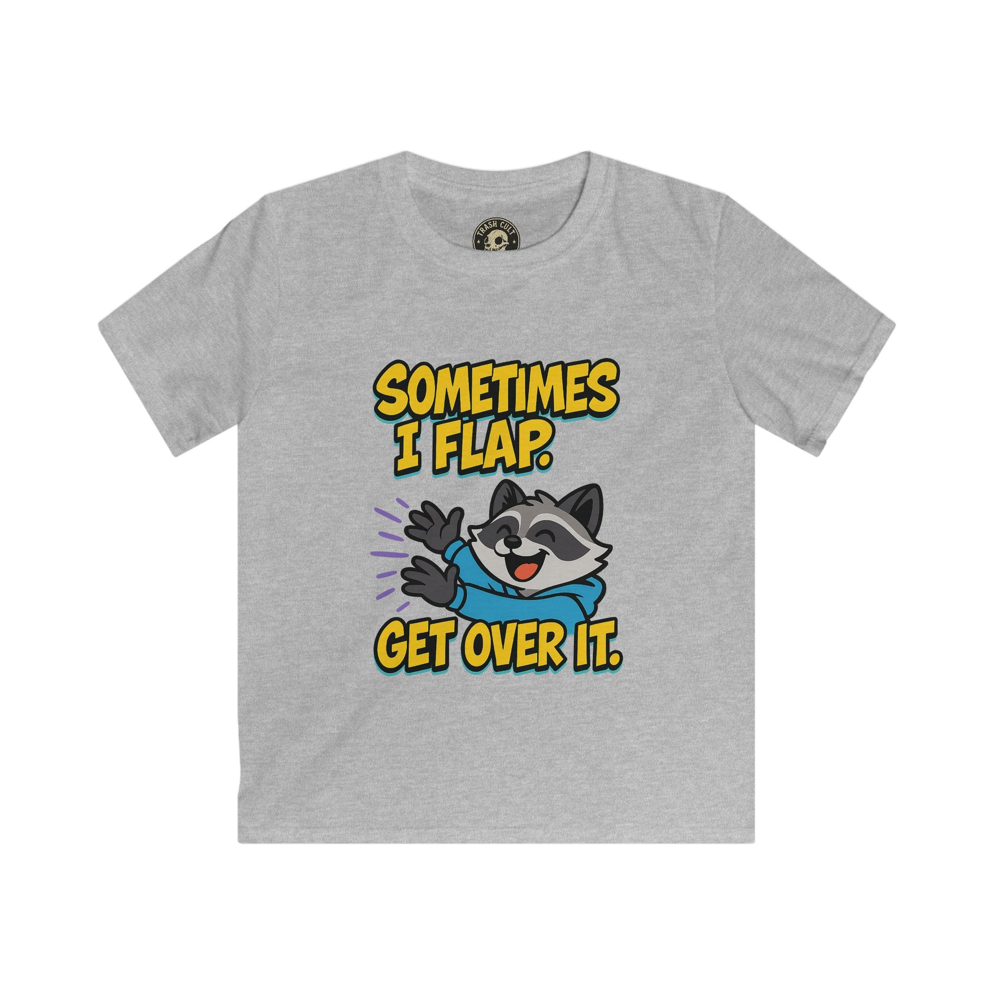 Sometimes I Flap Get Over It Raccoon Shirt – Autism Awareness Kids Tee
