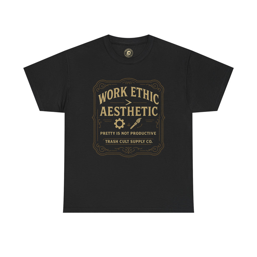 Work Ethic > Aesthetic T-Shirt (Black Gildan 5000) – Vintage Vigilante | Trash Cult Supply Co.
