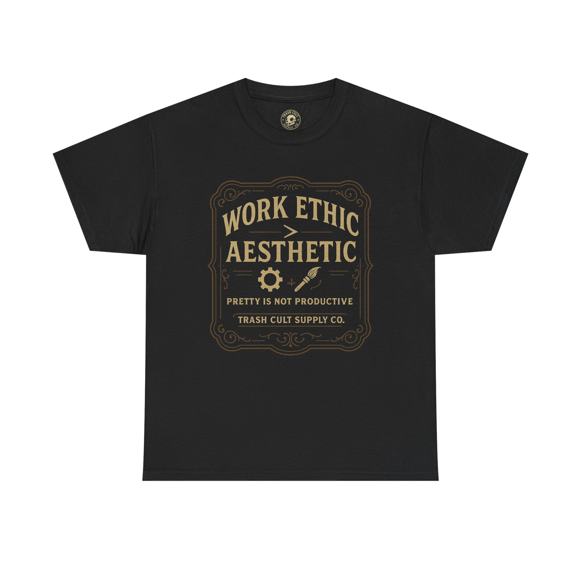 Work Ethic > Aesthetic T-Shirt (Black Gildan 5000) – Vintage Vigilante | Trash Cult Supply Co.
