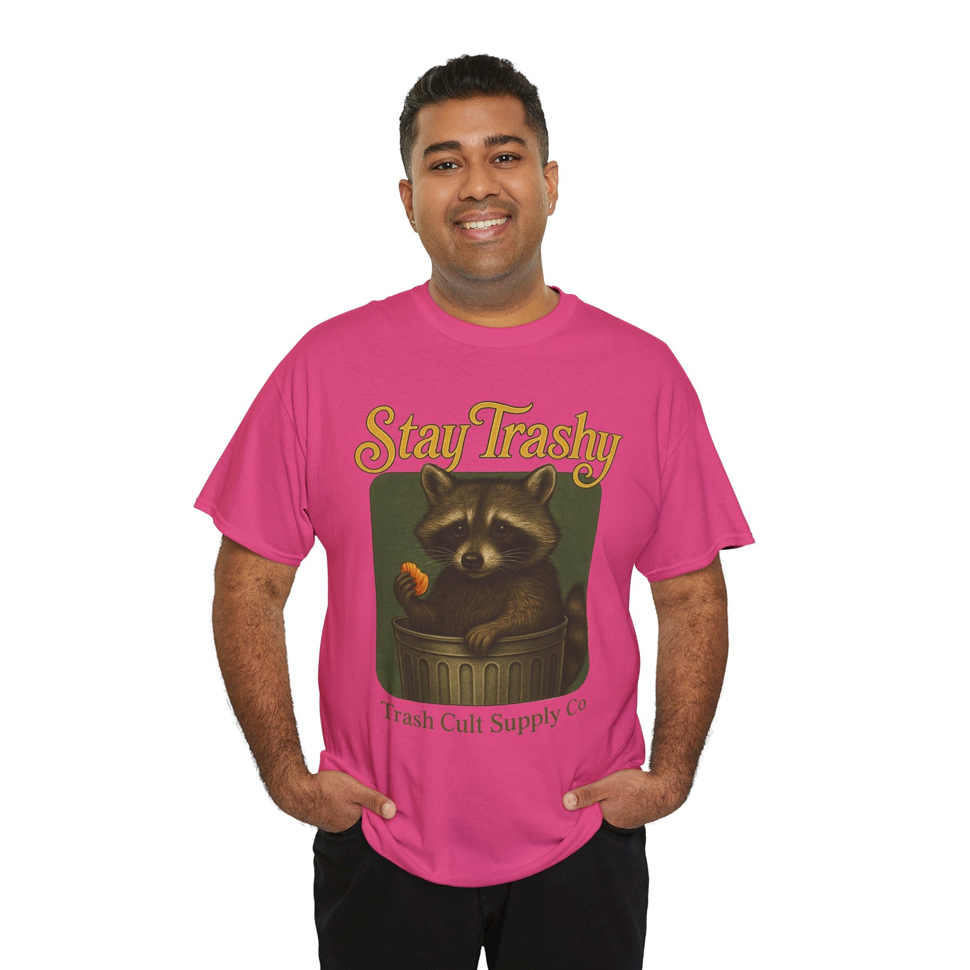 Stay Trashy Raccoon T-Shirt – Vintage-Style Cute Trash Panda | Trash Cult Supply Co | Gildan 5000