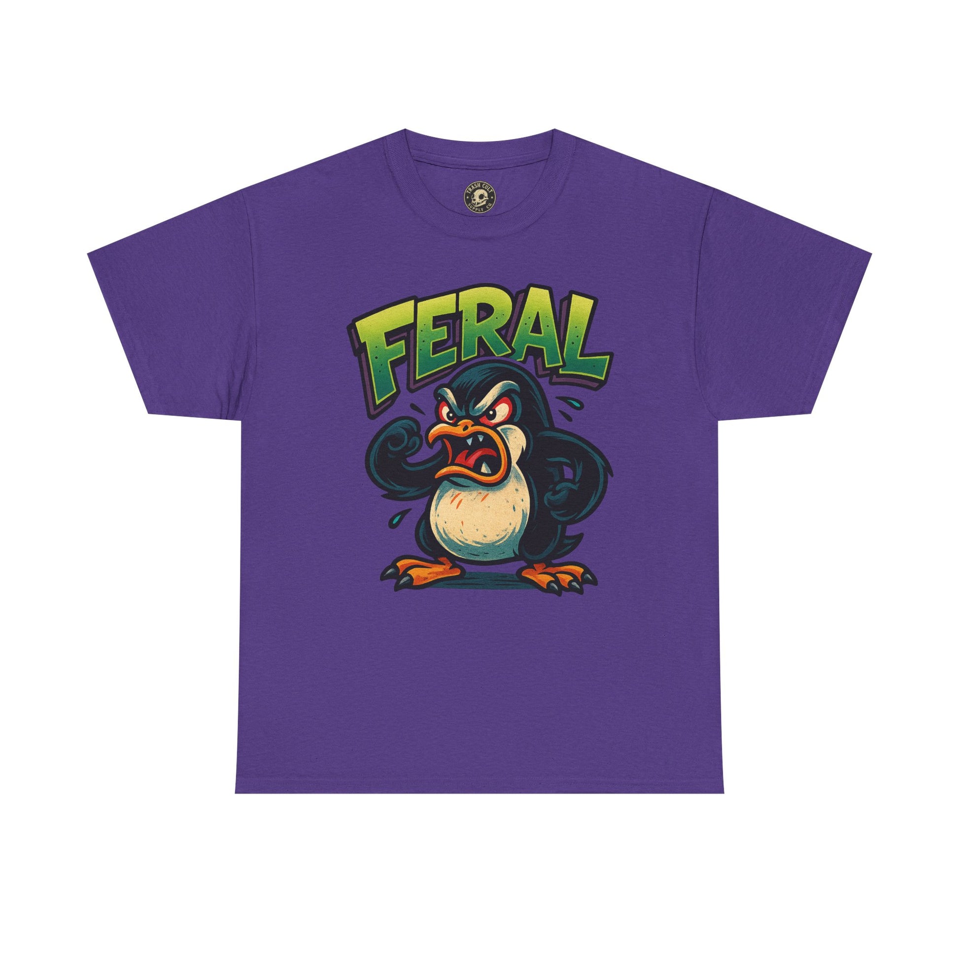 Feral Penguin T-Shirt – Funny Unisex Cotton Tee | Bold Animal Graphic Shirt, Quirky Gift Idea