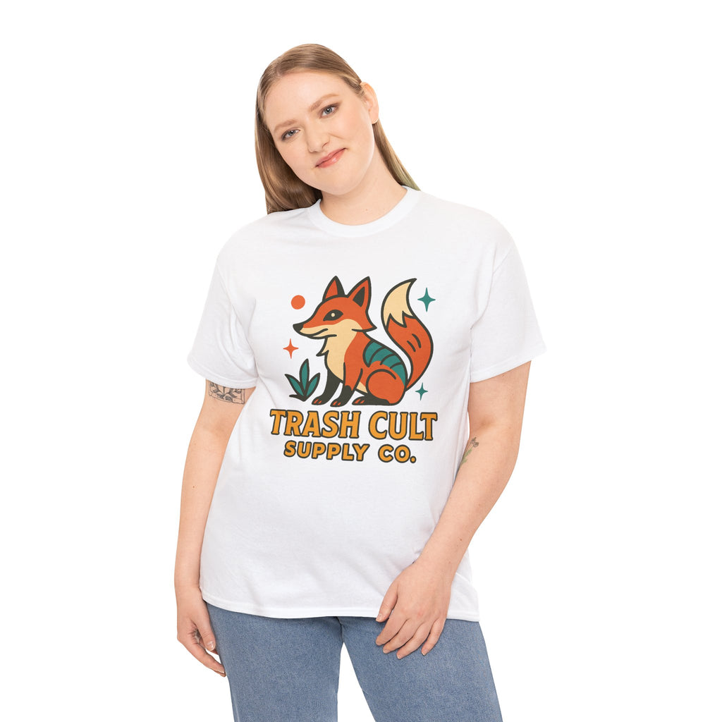 Trash Cult Fox Unisex Heavy Cotton Tee - Eco-Friendly Fashion Statement, Perfect for Nature Lovers, Casual Wear, Gifts, and Festivals