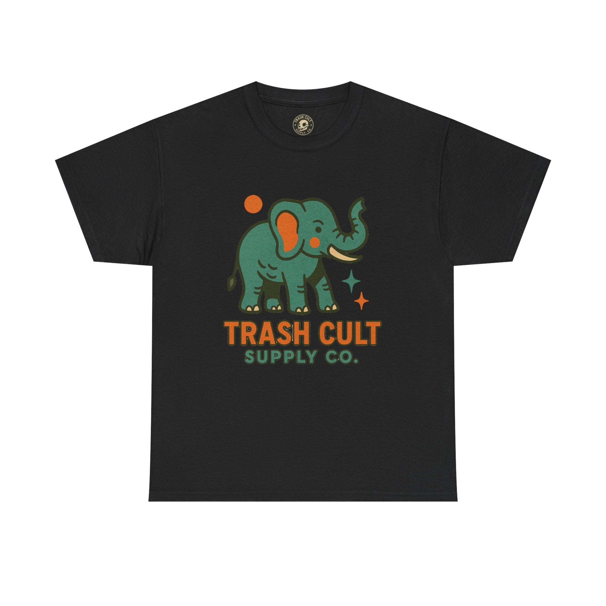 Trash Cult Elephant Unisex Heavy Cotton Tee, Eco-Friendly Shirt, Cool Casual Tee, Gift for Animal Lovers, Vintage Style T-Shirt