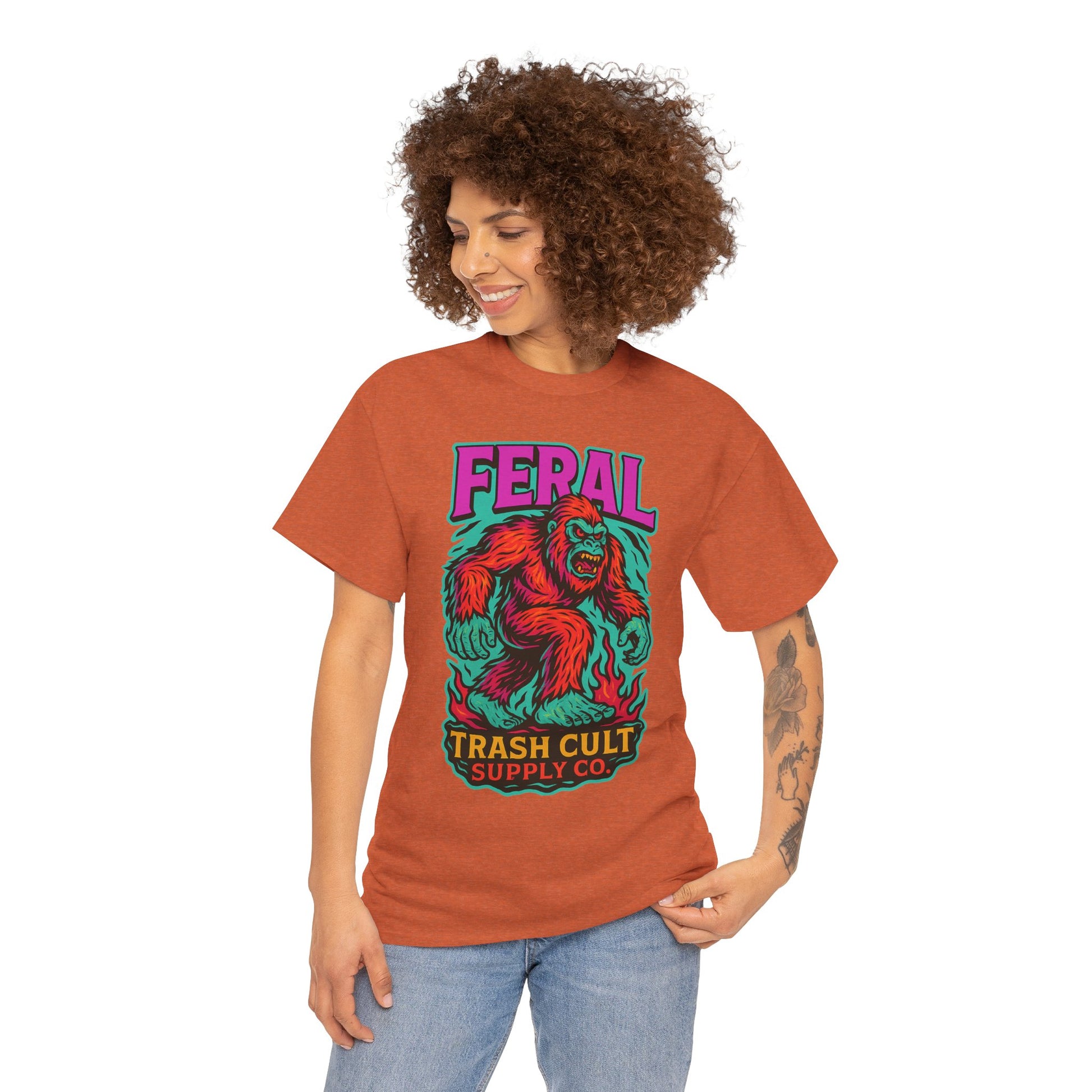 FERAL Bigfoot Shirt – Trashcore Bold Colors | Trash Cult Supply Co | Gildan 5000 Tee