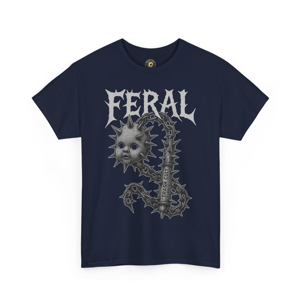 FERAL Spiked Doll Flail Tee – Halftone Gothic Weapon Shirt | Trash Cult Supply Co. | Gildan 5000