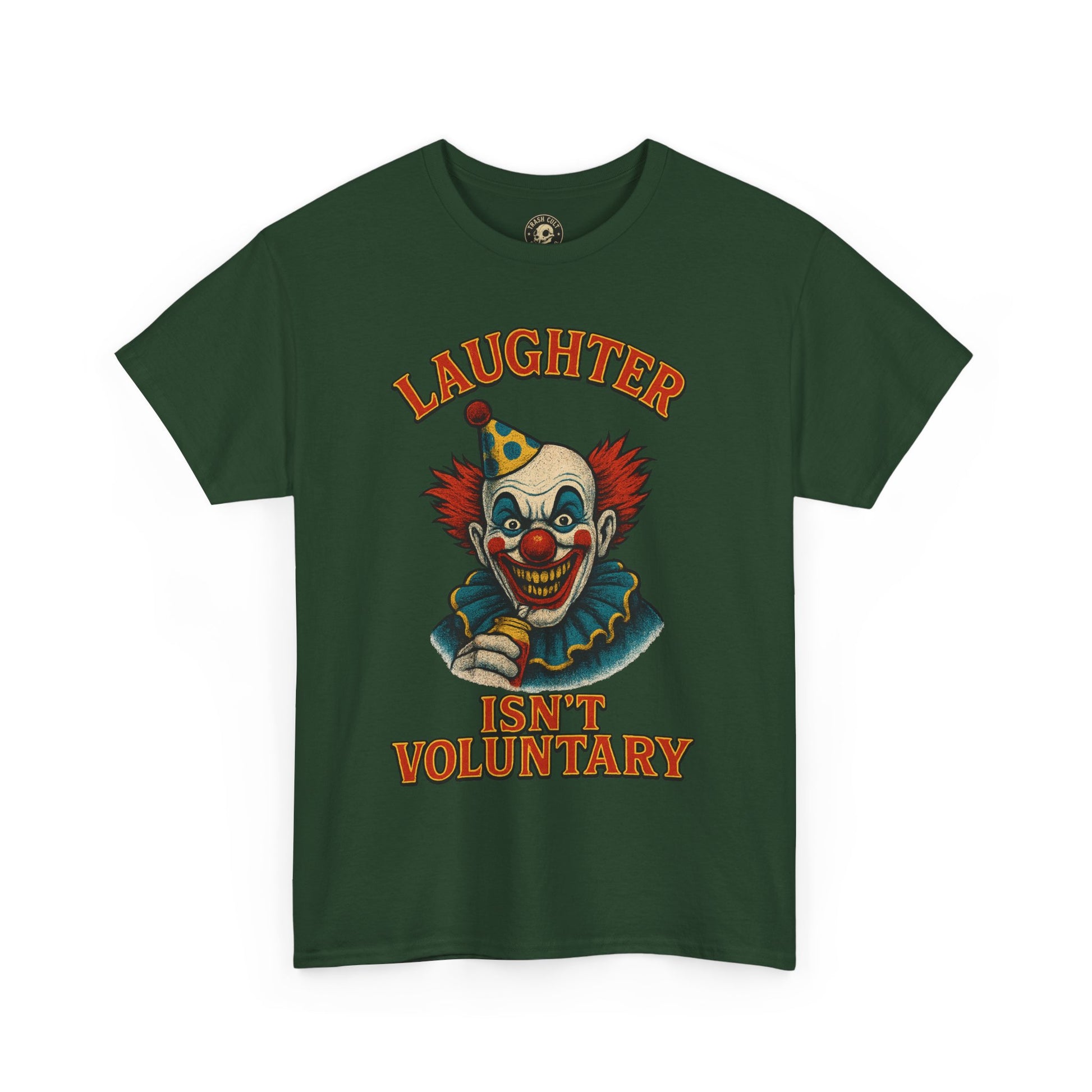 Laughter Isn’t Voluntary Creepy Clown Shirt – Circus Horror Tee – Gildan 5000