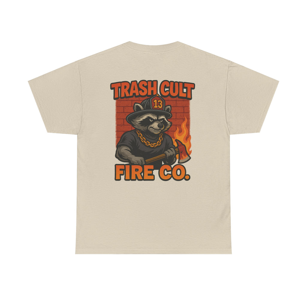 Trash Cult Fire Co. Unisex Tee - Quirky Raccoon Design, Fun Gift, Casual Wear, Firefighter Humor, Unique Apparel