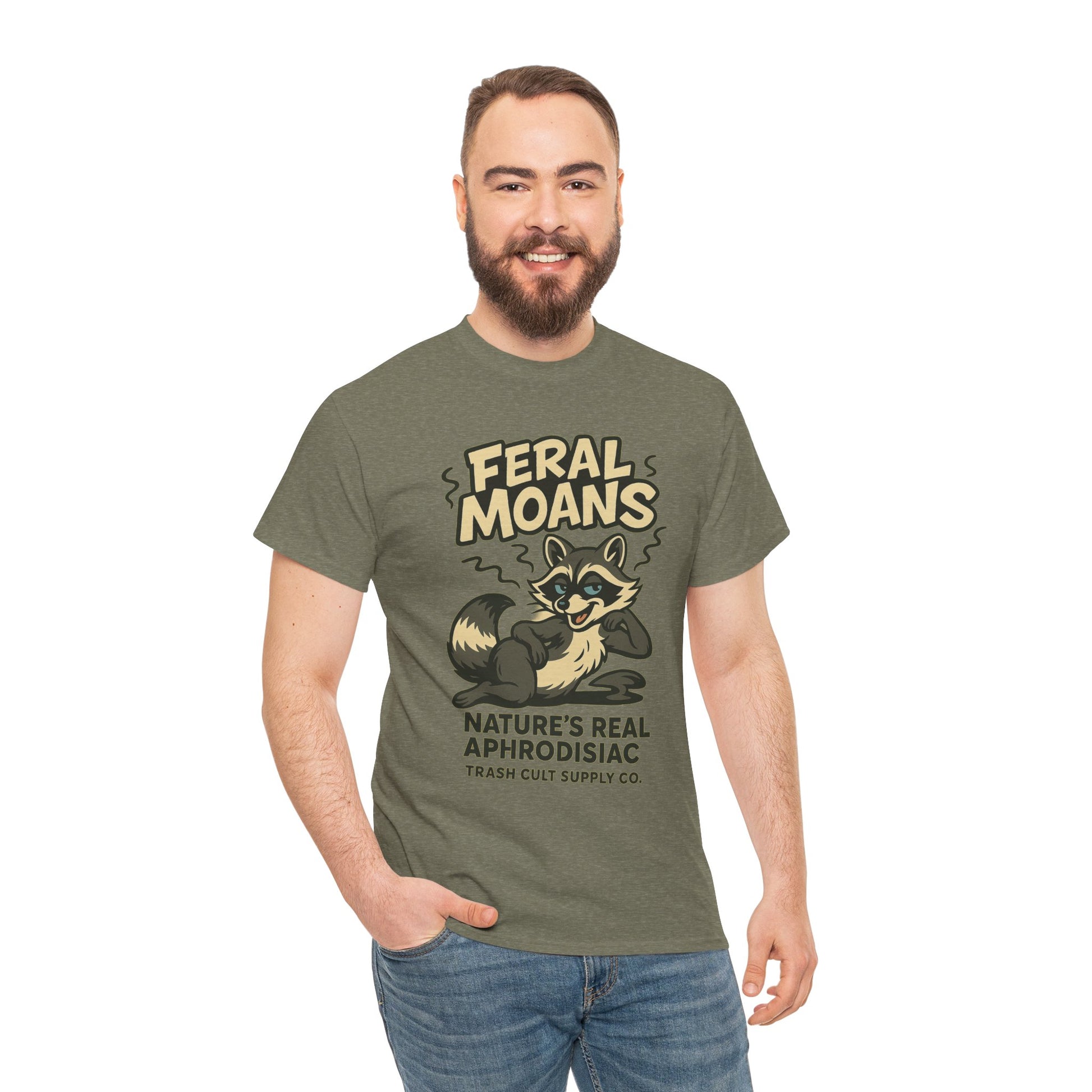 Feral Moans Unisex Heavy Cotton Tee, Funny Graphic Tee, Animal Lover Shirt, Casual Wear, Gift for Nature Enthusiasts
