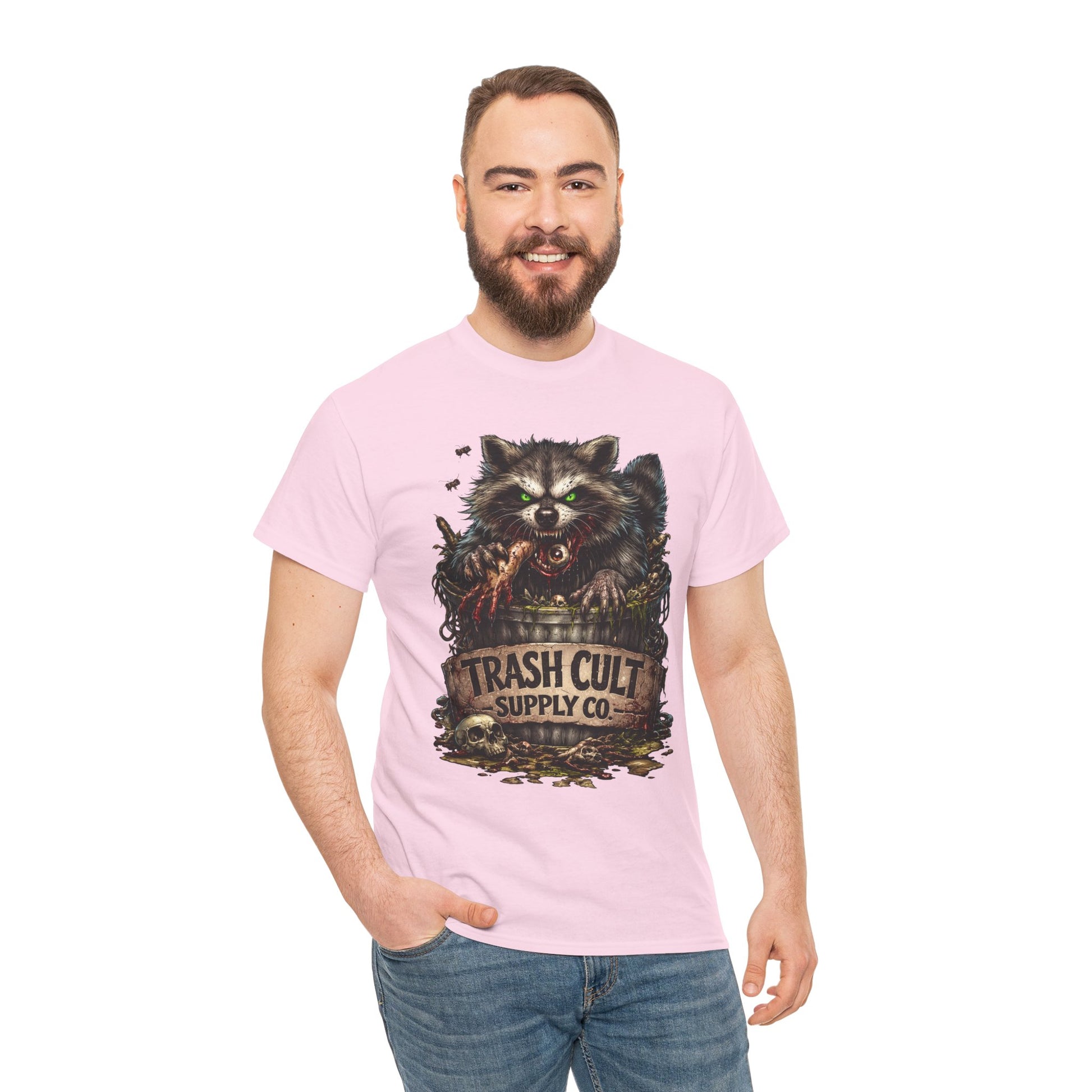 Raccoon 'Trash Cult Supply Co.' Graphic Tee — Vintage Grunge Animal Streetwear