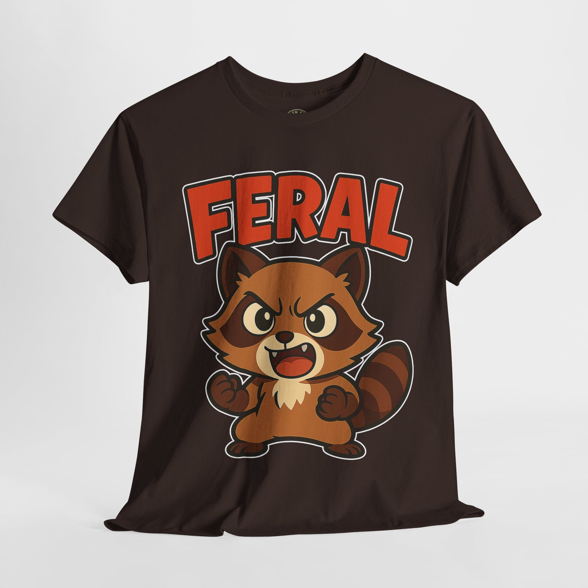 Feral Cartoon Tee - Unisex Heavy Cotton Shirt, Cute Graphic, Animal Lovers Gift, Casual Wear, Fun T-Shirt for Kids & Adults