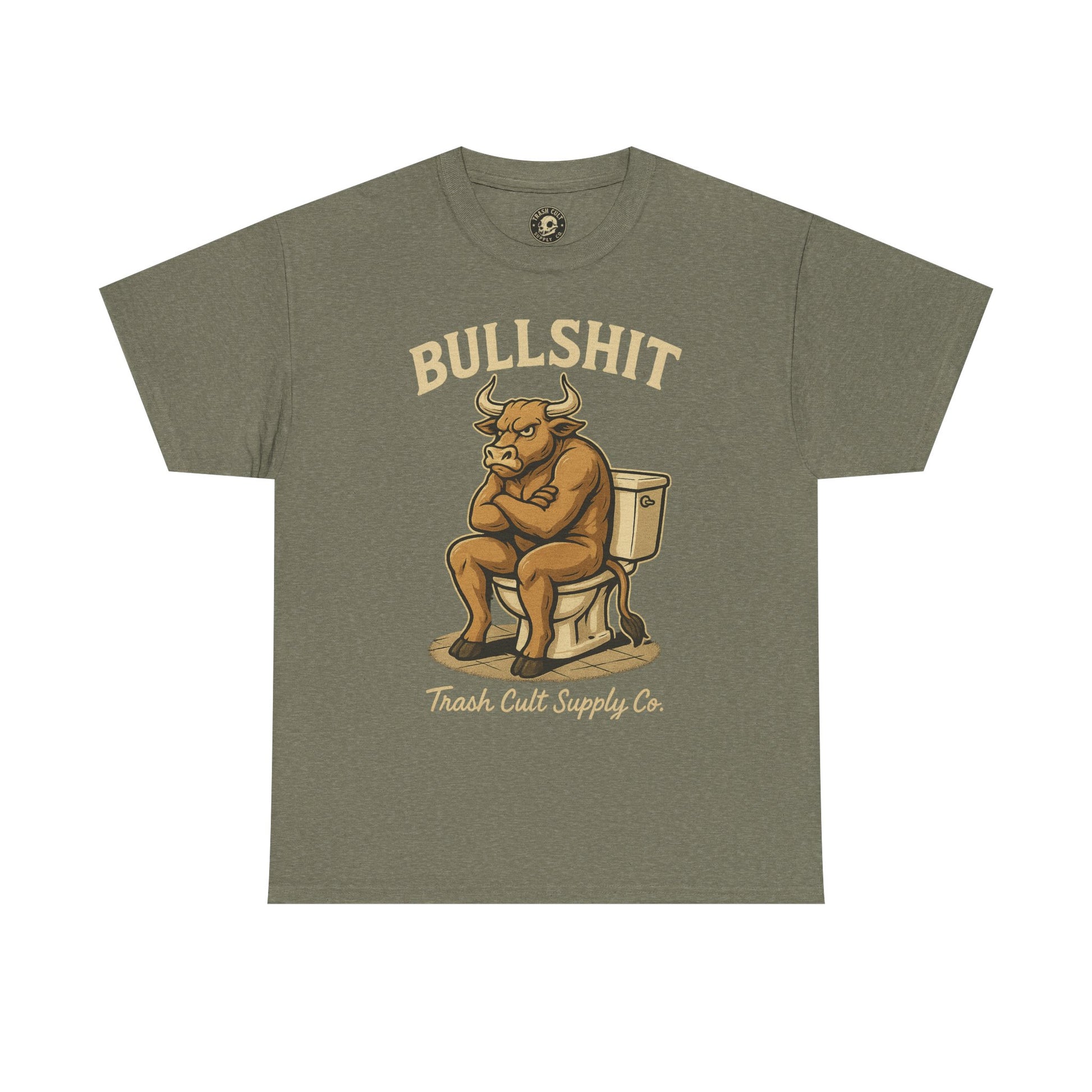 “BULLSHIT” Angry Bull Toilet Tee – Trash Cult Supply Co. | Gildan 5000 T-Shirt