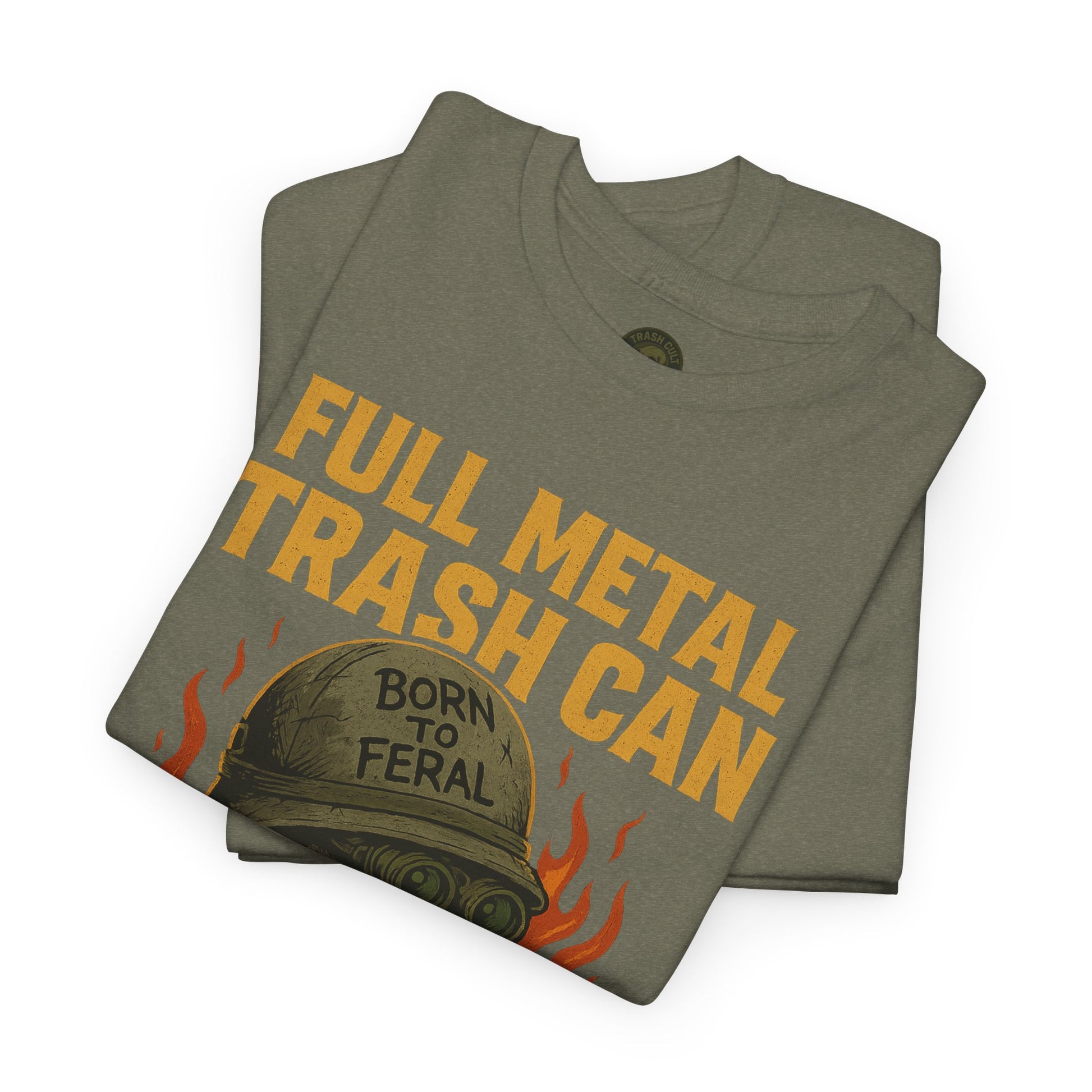 Full Metal Trash Can T-Shirt – Born to Feral Raccoon Graphic | Trash Cult Supply Co. | Gildan 5000 Tee