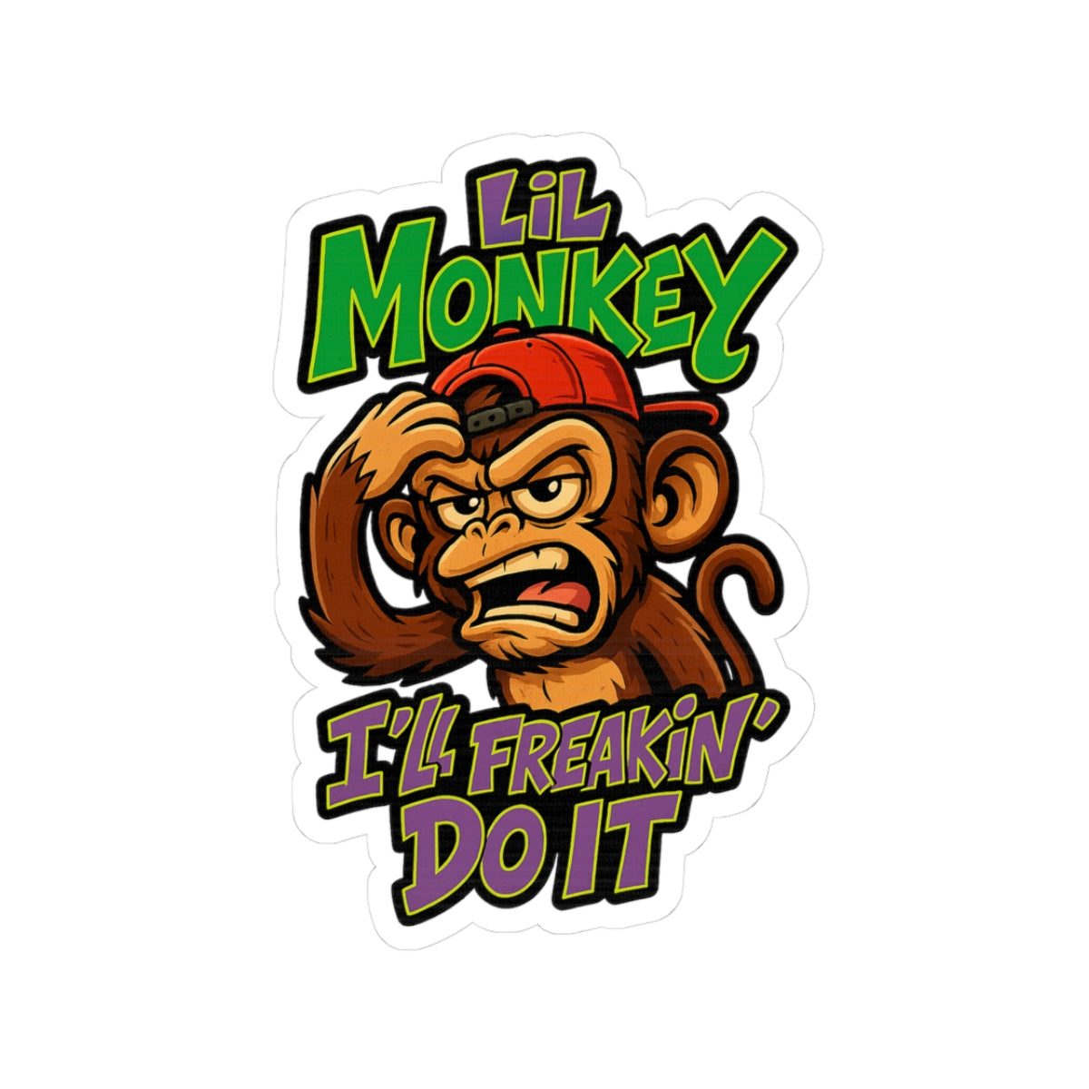 Lil Monkey Kiss-Cut Stickers | Fun Animal Laptop Decals, Kids' Room Decor, Gift for Monkey Lovers, Playful Wall Art, Party Favors
