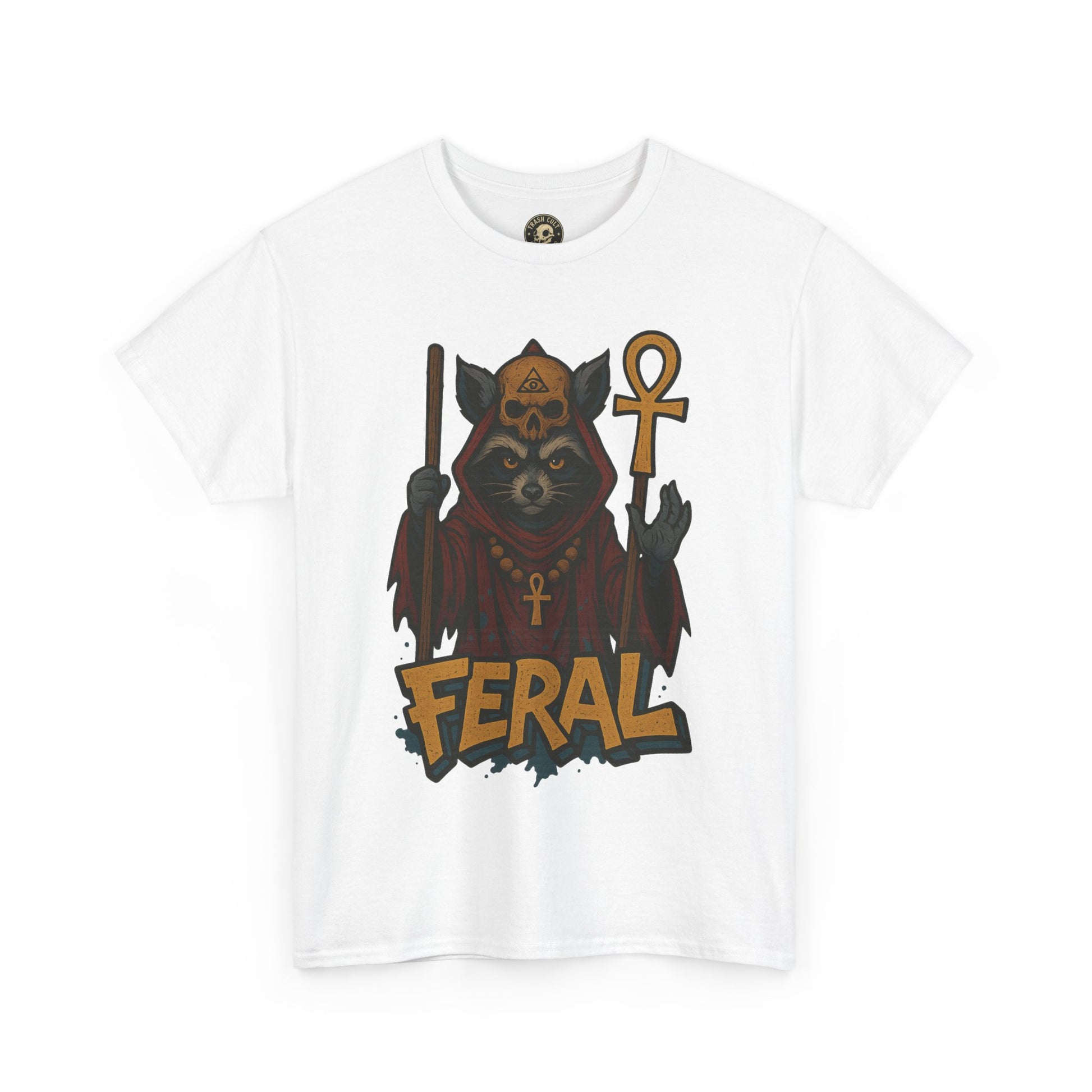 FERAL Raccoon Cult Leader Shirt – Graffiti Style Streetwear Tee | Bold Trashcore Design on Gildan 5000