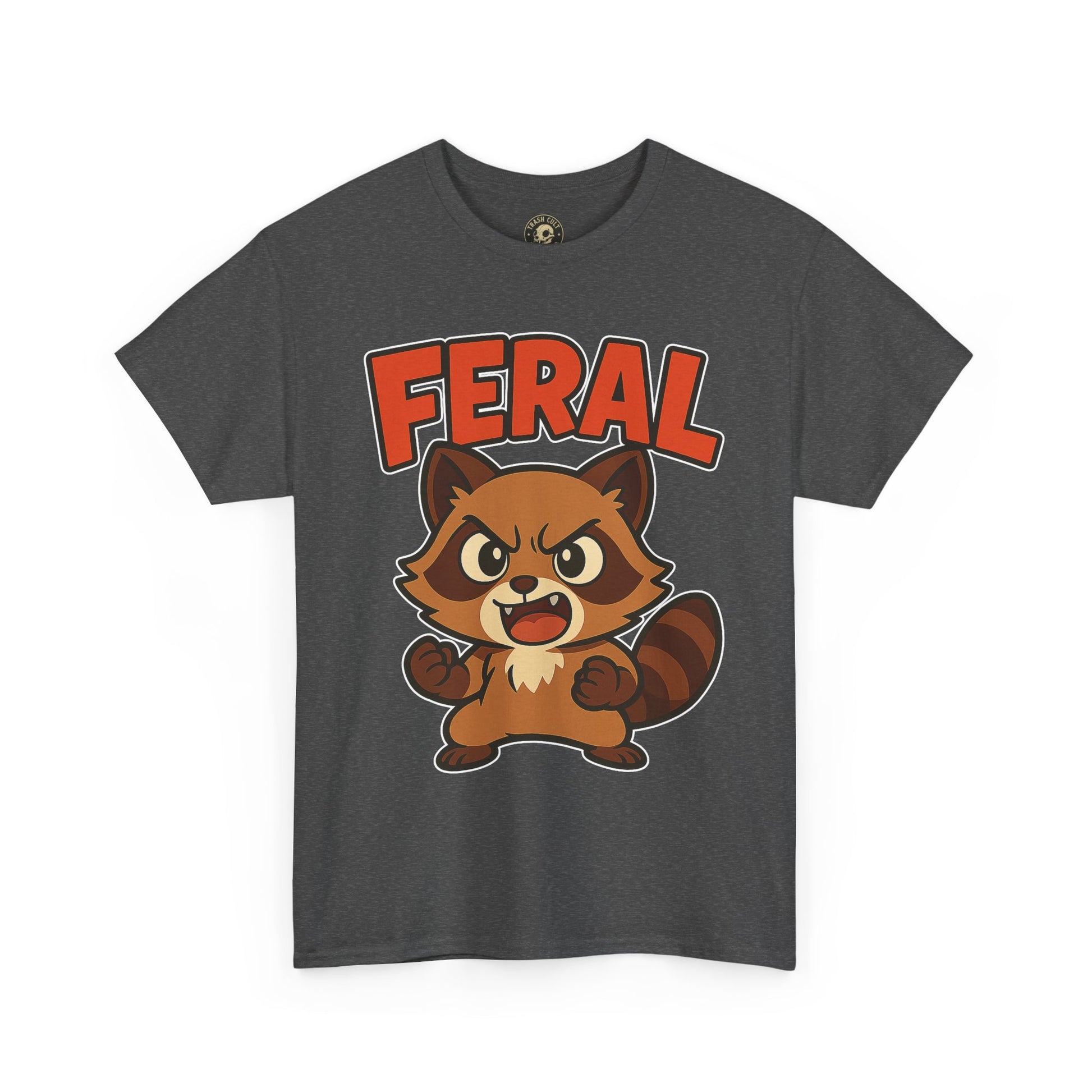 Feral Cartoon Tee - Unisex Heavy Cotton Shirt, Cute Graphic, Animal Lovers Gift, Casual Wear, Fun T-Shirt for Kids & Adults