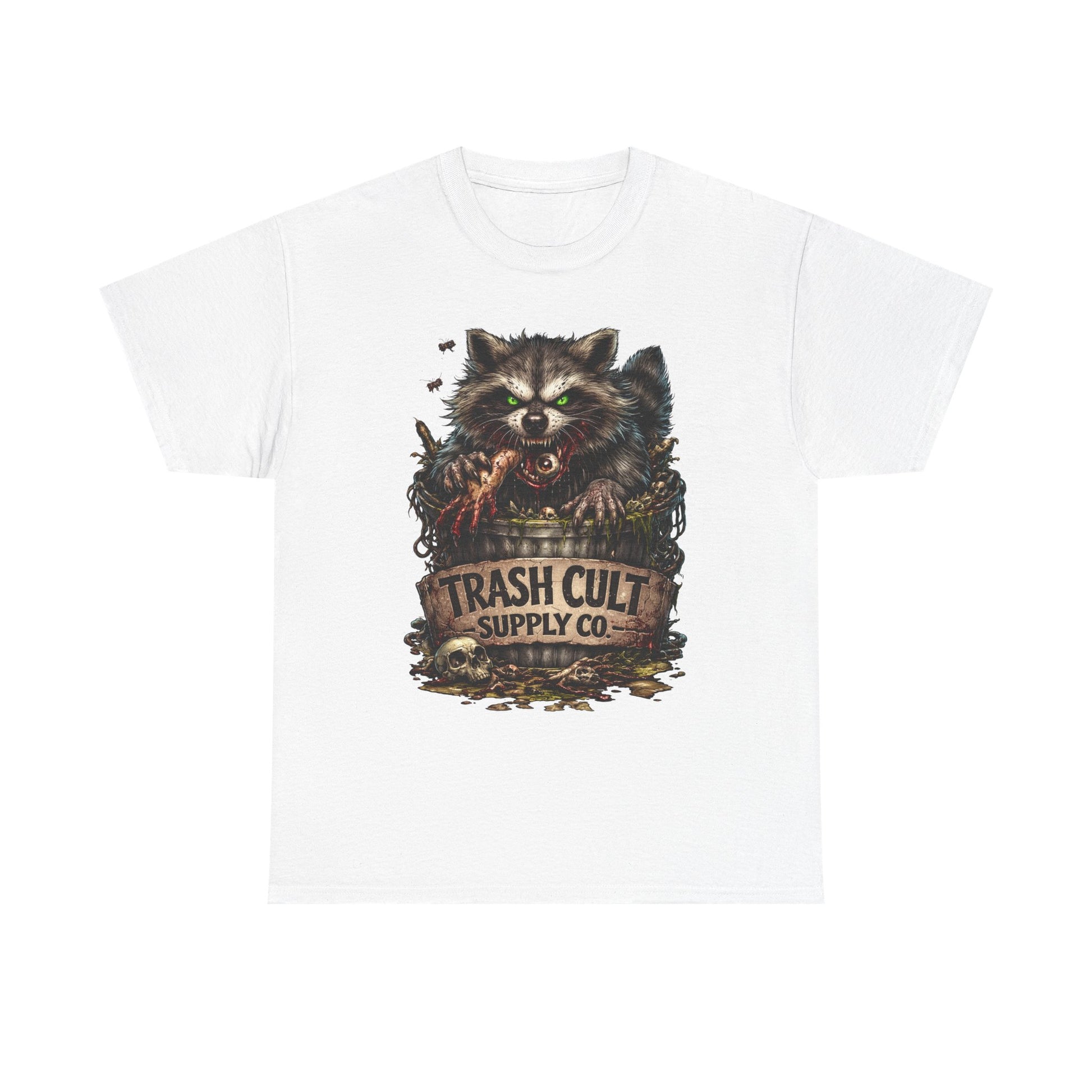 Raccoon 'Trash Cult Supply Co.' Graphic Tee — Vintage Grunge Animal Streetwear