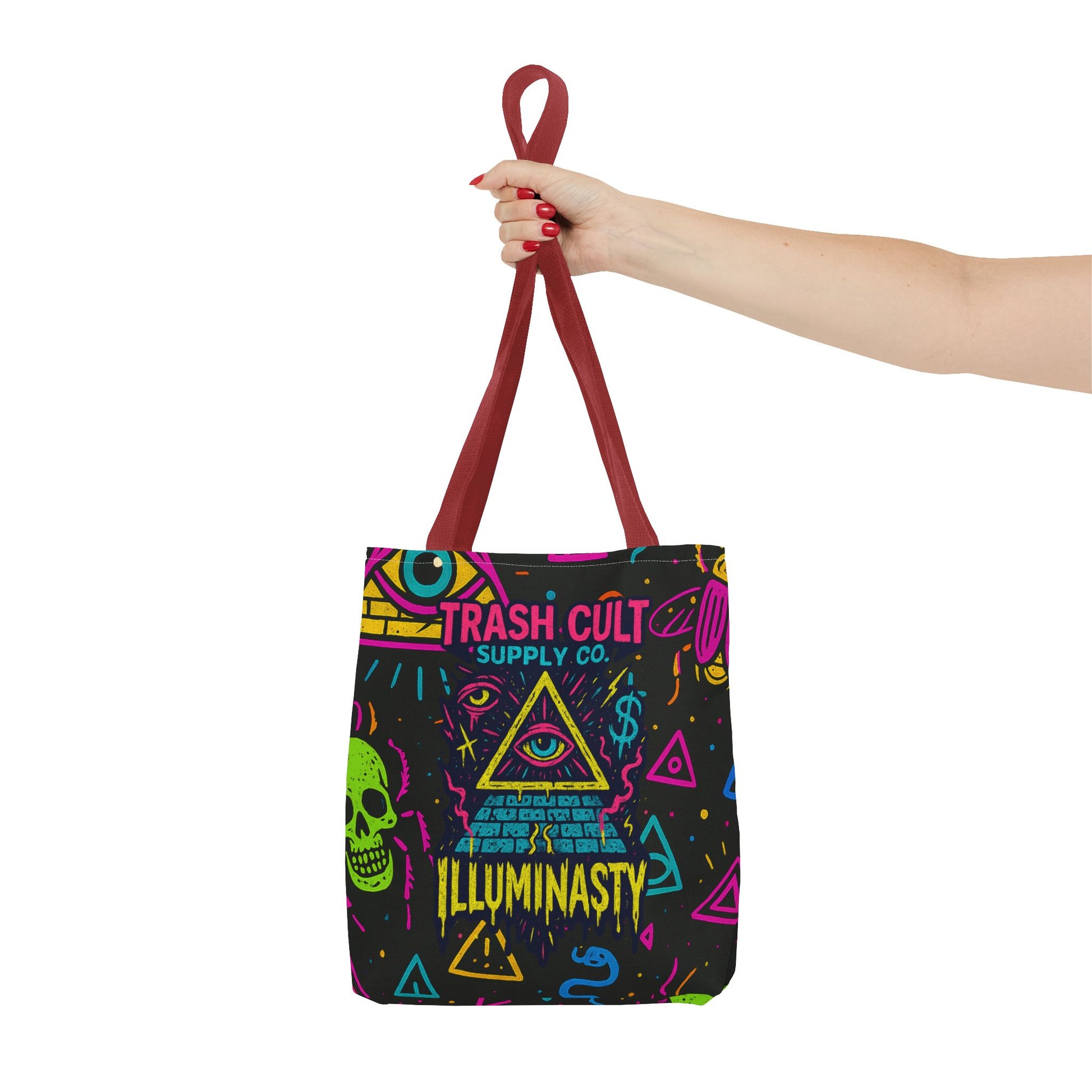 Illuminasty Drop Neon Tote Bag – All-Seeing Eye, Skulls & Symbols | Trash Cult Supply Co.
