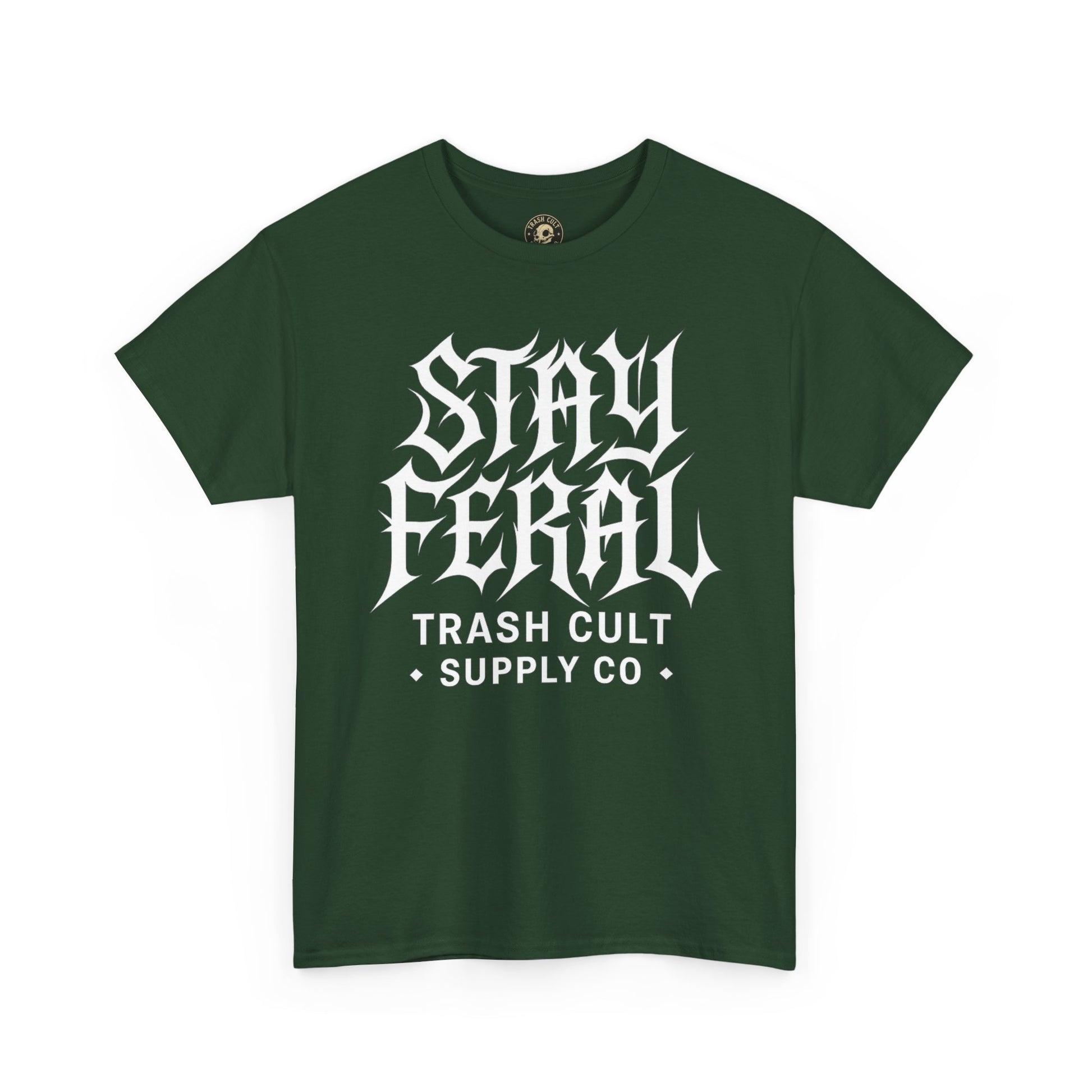 Unisex Heavy Cotton Tee - Stay Feral Graphic Tee, Streetwear Shirt, Gift for Wild Spirits, Eco-Friendly Casualwear, Summer Fashion