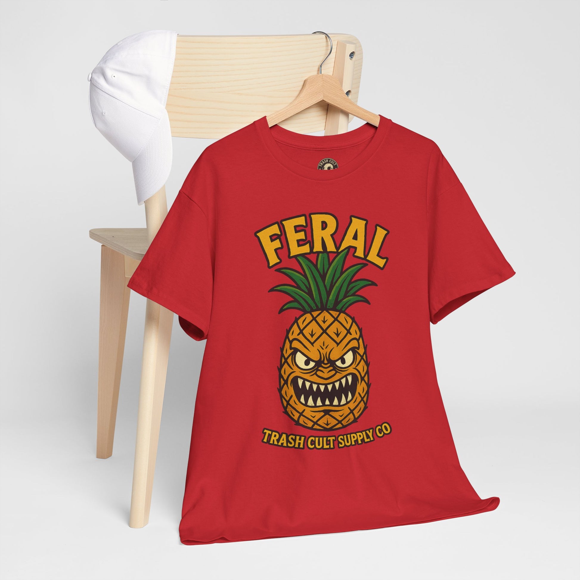 Feral Evil Pineapple Shirt – Aggressive Fruit Trashcore Tee – Gildan 5000 Unisex