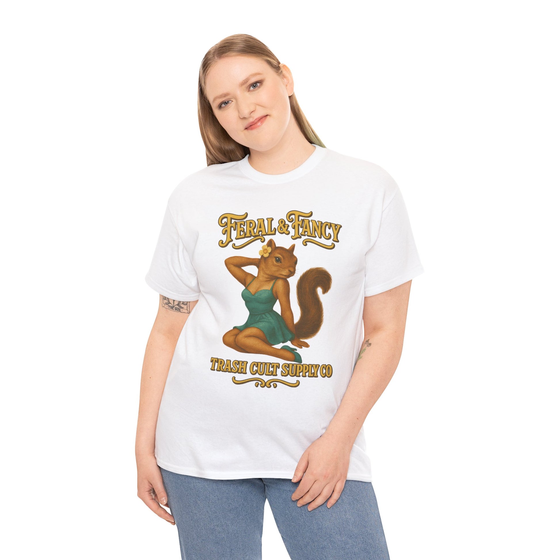 Feral & Fancy Pin-Up Squirrel Shirt – Vintage 1950s Style | Trash Cult Supply Co | Gildan 5000