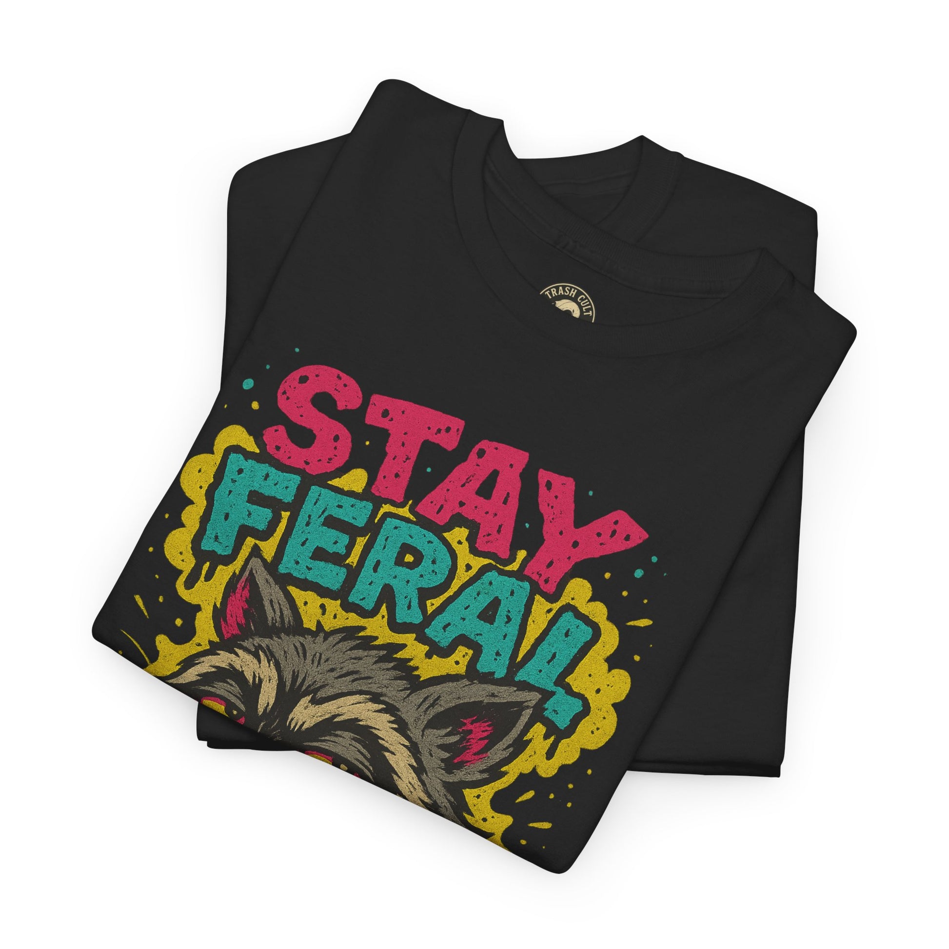 Stay Feral Raccoon Lowbrow Tee – Trash Cult Supply Co. | Gildan 5000