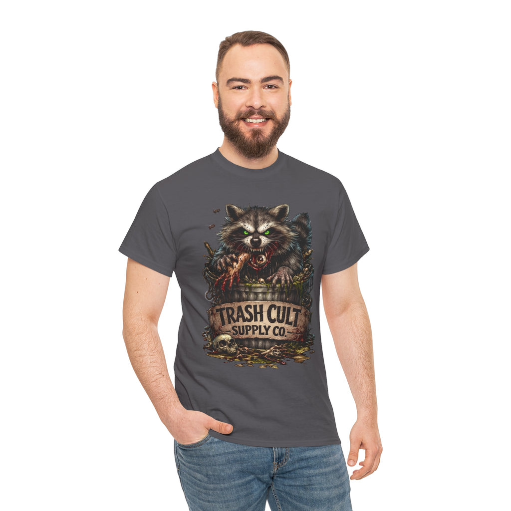 Raccoon 'Trash Cult Supply Co.' Graphic Tee — Vintage Grunge Animal Streetwear