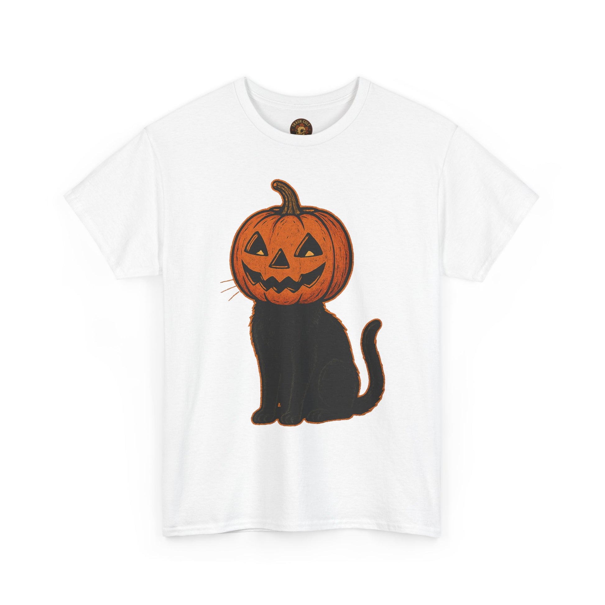 Black Cat Pumpkin Head Halloween T-Shirt – Jack O’Lantern Cat Design