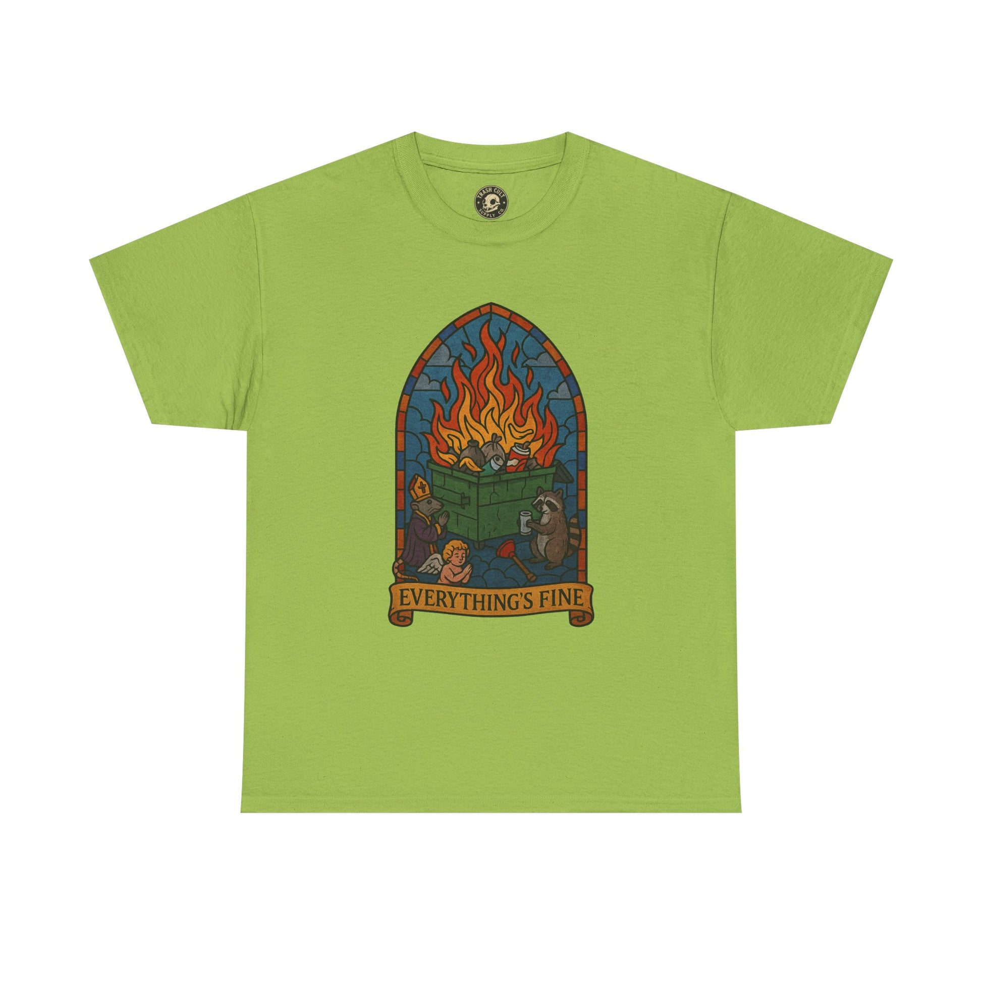 "Everything's Fine" Unisex Heavy Cotton Tee - Casual Wear, Gift for Friends, Home Decor, Everyday Style, Relaxed Fit