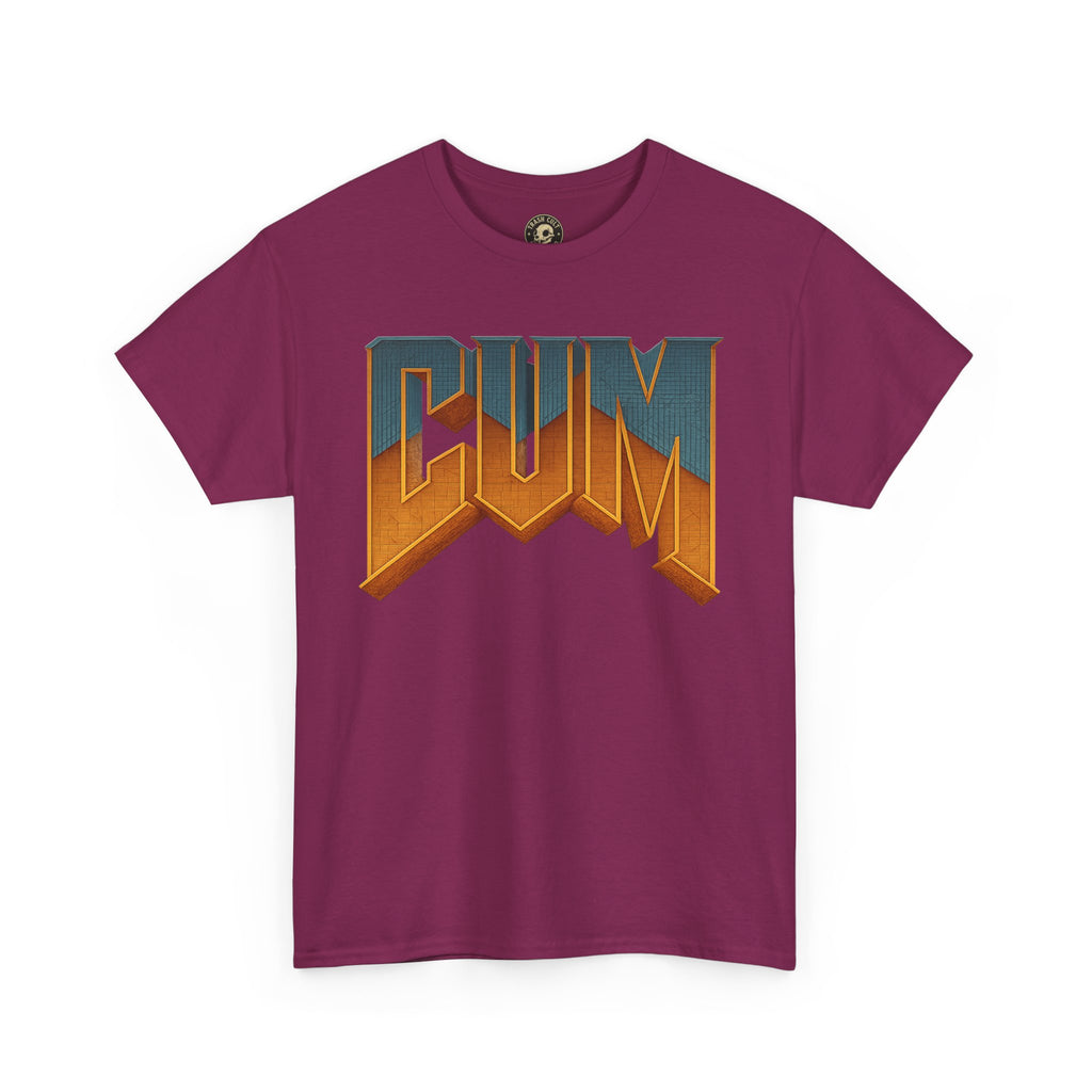 CUM Parody Metal Logo Shirt – Doom-Inspired Retro Gamer Tee on Gildan 5000