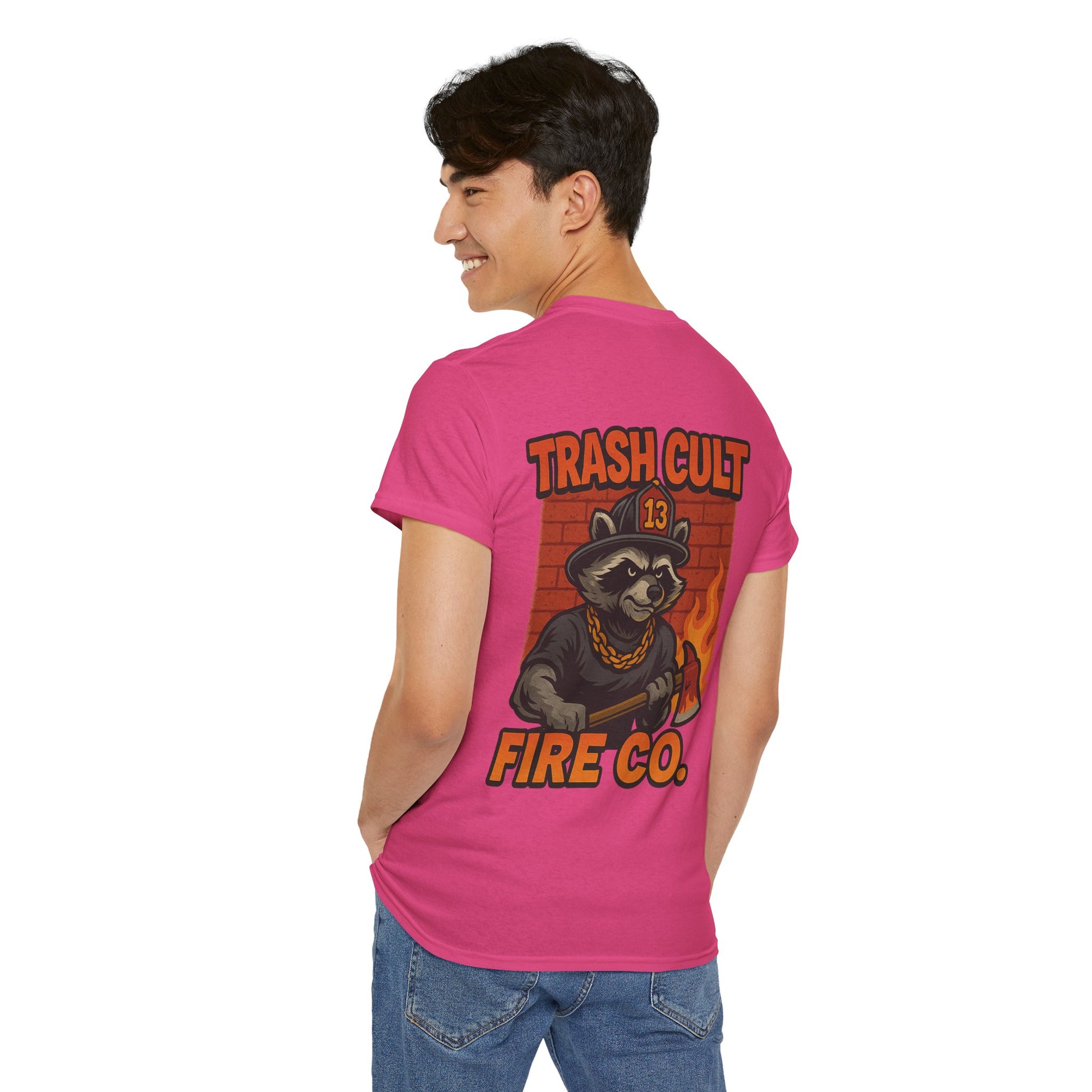 Trash Cult Fire Co. Unisex Tee - Quirky Raccoon Design, Fun Gift, Casual Wear, Firefighter Humor, Unique Apparel