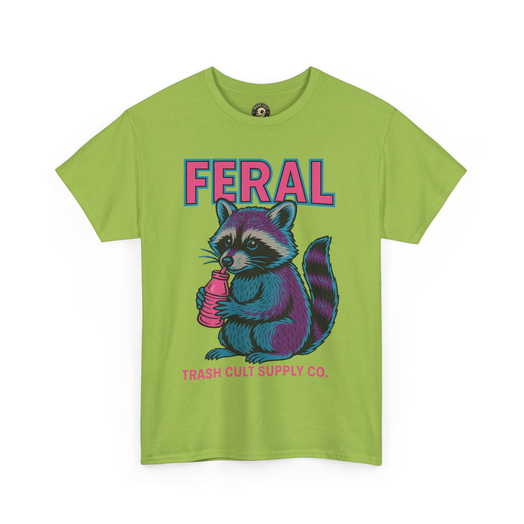 FERAL Raccoon 80s Retro Shirt – Trash Cult Supply Co. – Gildan 5000 Tee