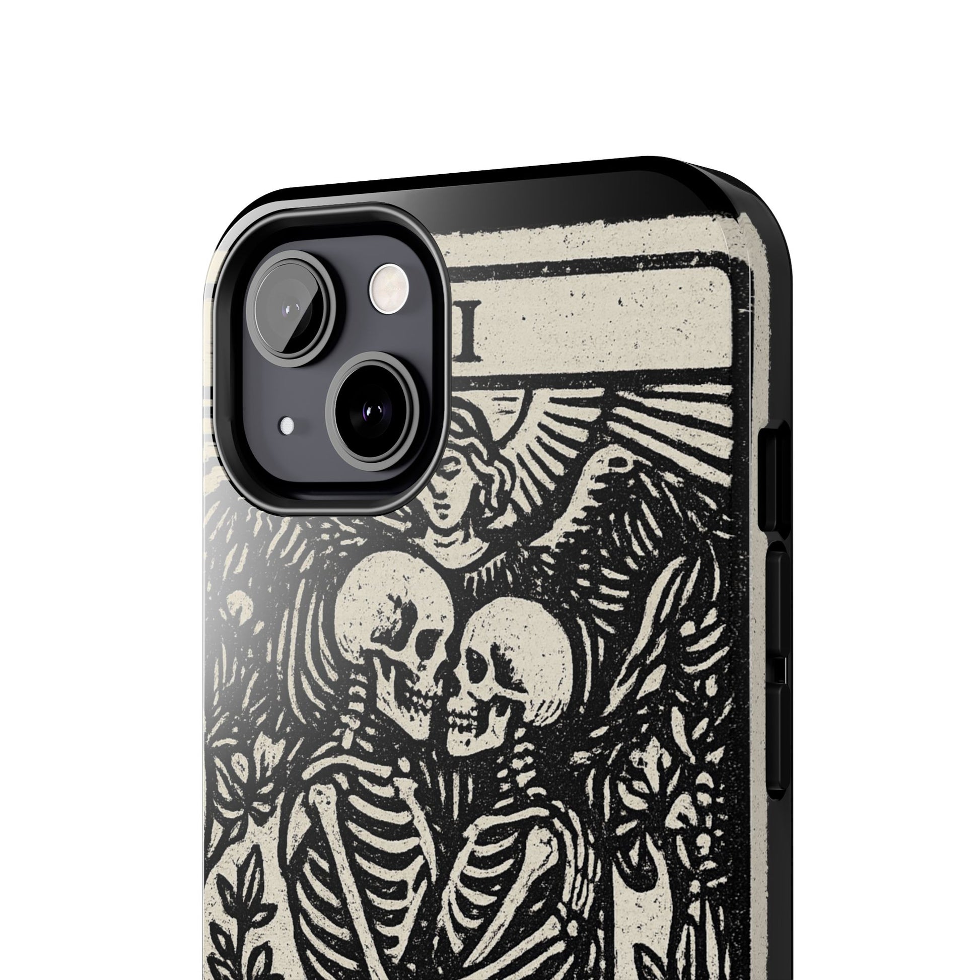 Tough Phone Case with Skeleton Lovers Design, Gothic Phone Cover, Unique Couples Gift, Halloween Accessory, Edgy Tech Design