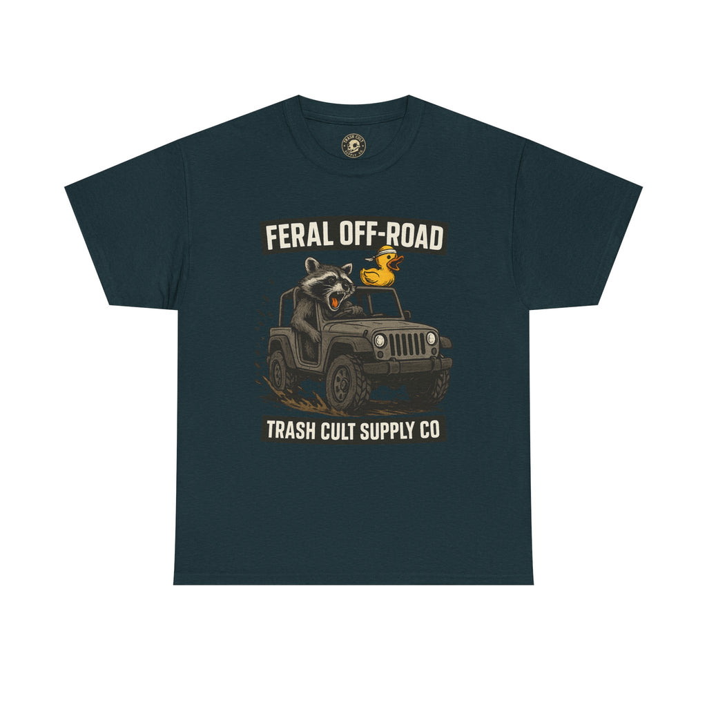 Feral Off-Road Raccoon Jeep Shirt – Mud Slinging Chaos | Trash Cult Supply Co | Gildan 5000 Tee