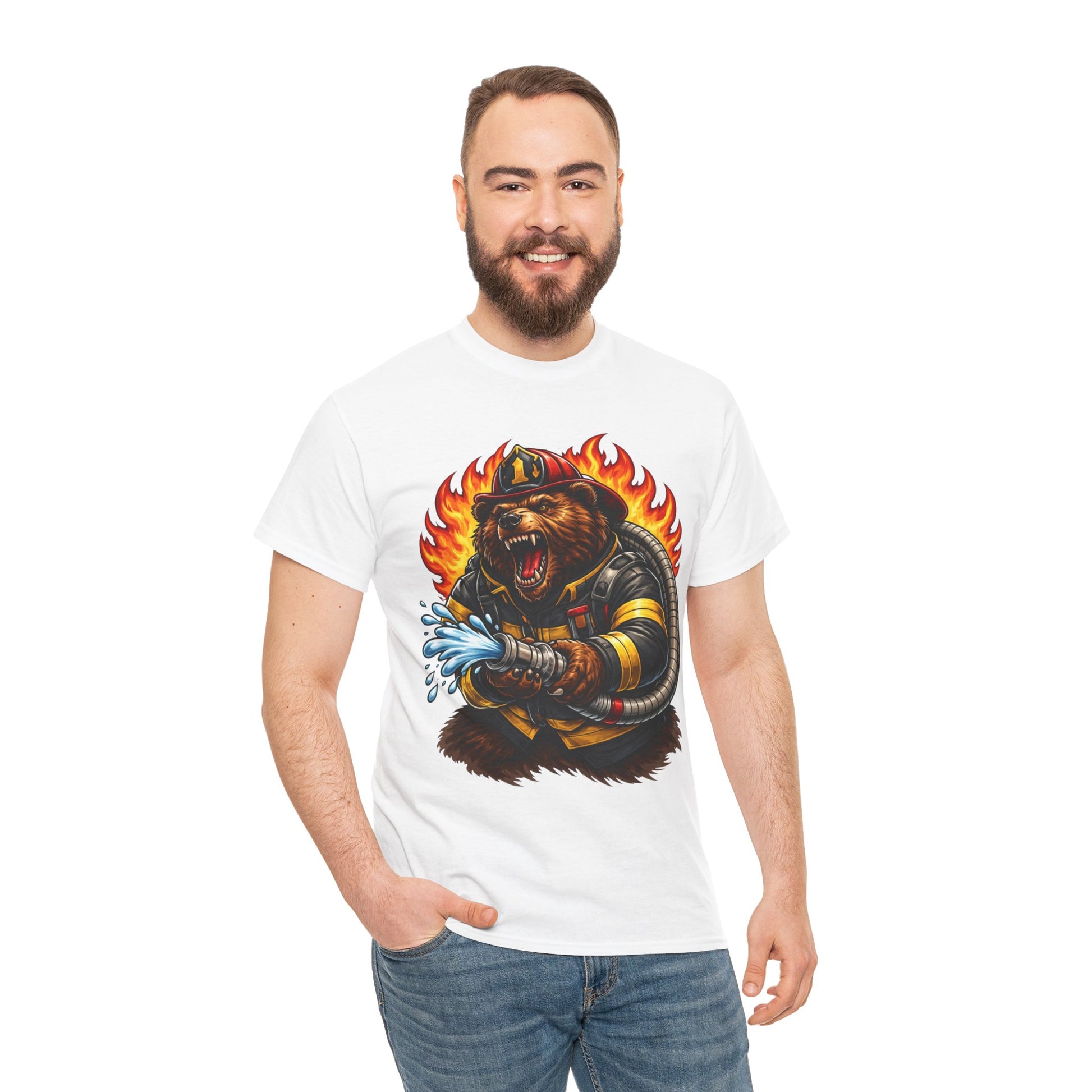 Firefighter Bear T-Shirt – Brave Fireman Graphic Tee
