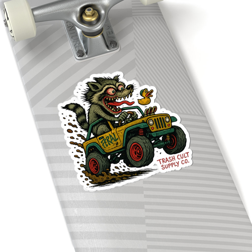 Feral Jeep Raccoon Sticker – Ed Roth Hot Rod Style Vinyl | Trash Cult Supply Co