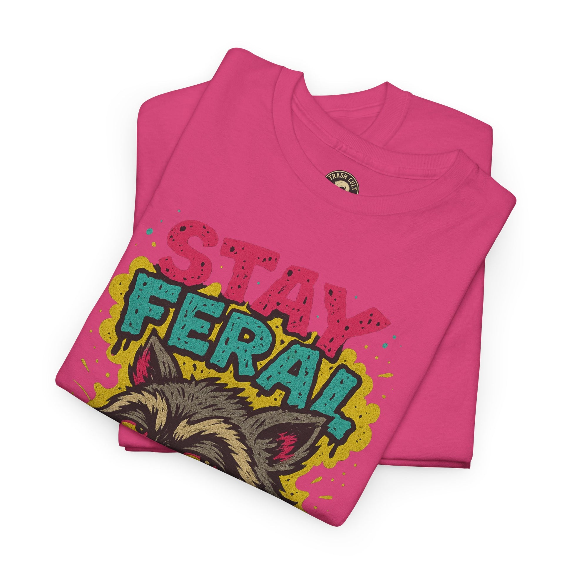 Stay Feral Raccoon Lowbrow Tee – Trash Cult Supply Co. | Gildan 5000